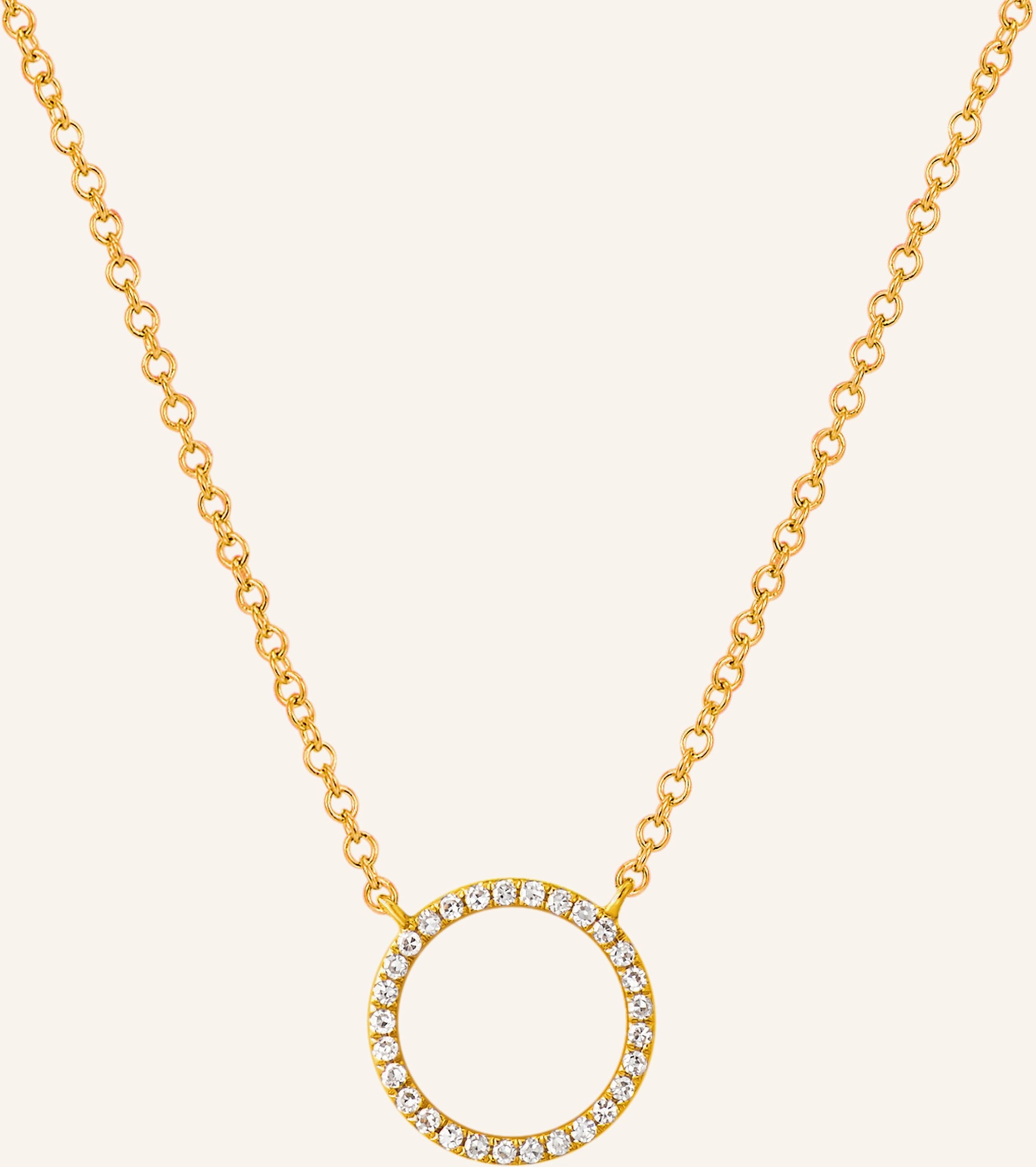 Leaf Halskette Circle Aus 18 Karat Gelbgold Mit Diamanten gold