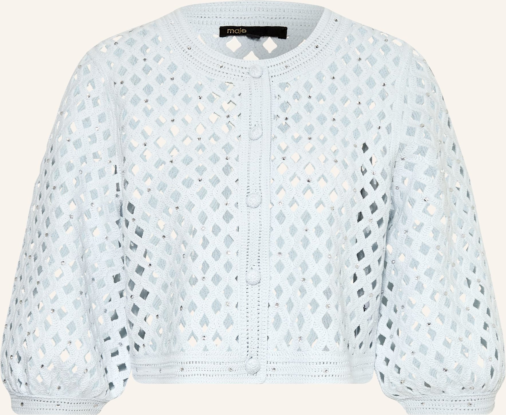 Maje Strickjacke Mit Schmucksteinen Und 3/4-Arm blau