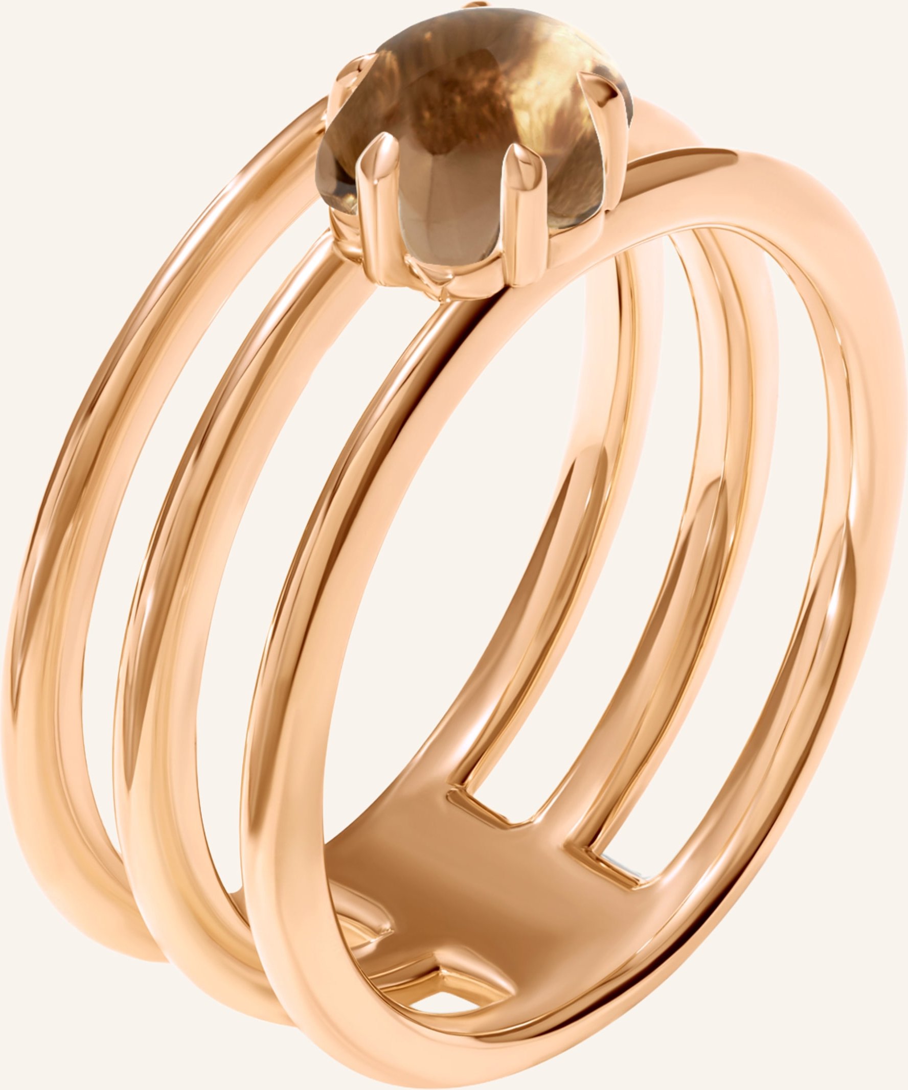 Vieri Ring Wolke Rauchquarz Dreireihig rosegold