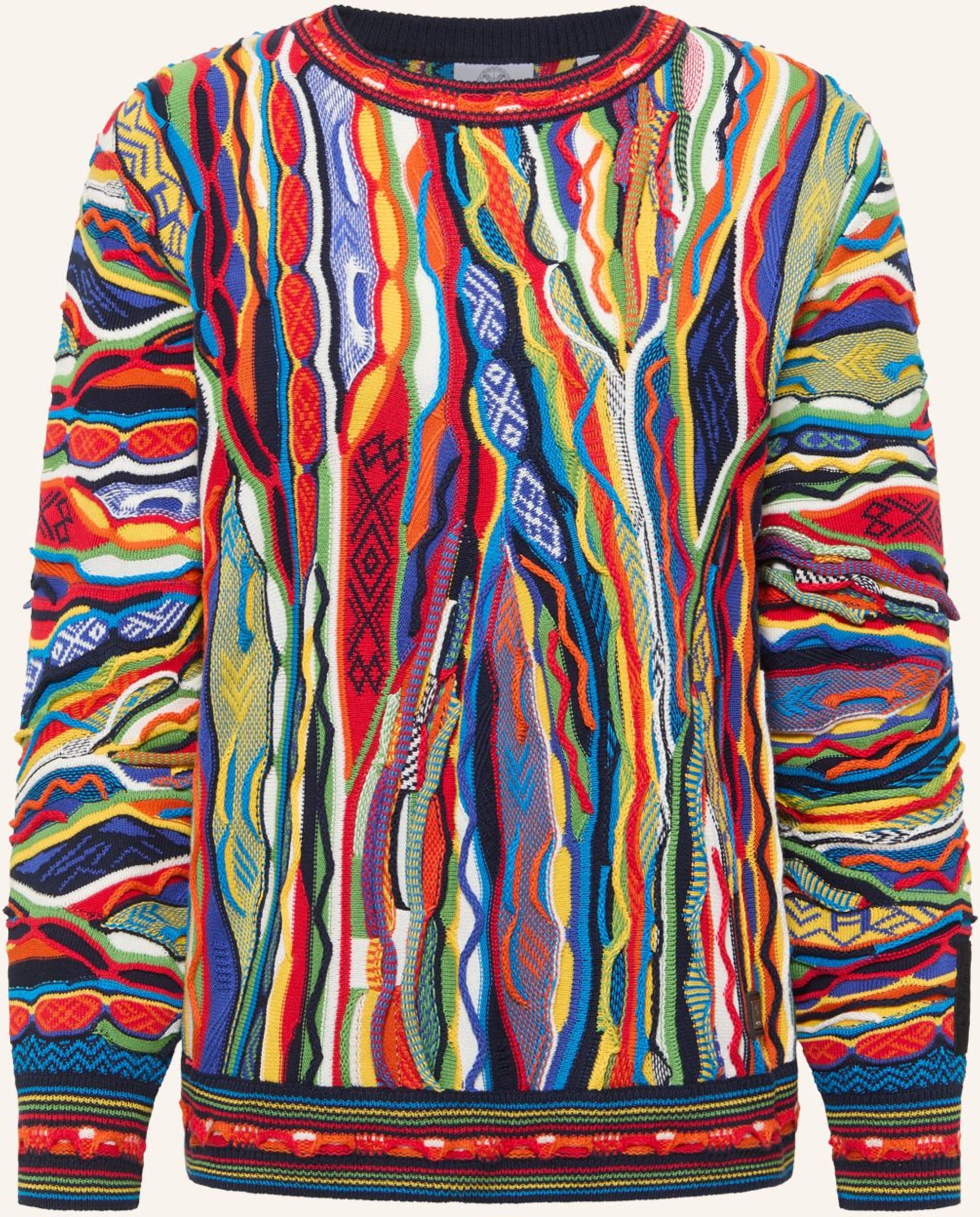 Carlo Colucci Jacquard Strickpullover Fanti blau