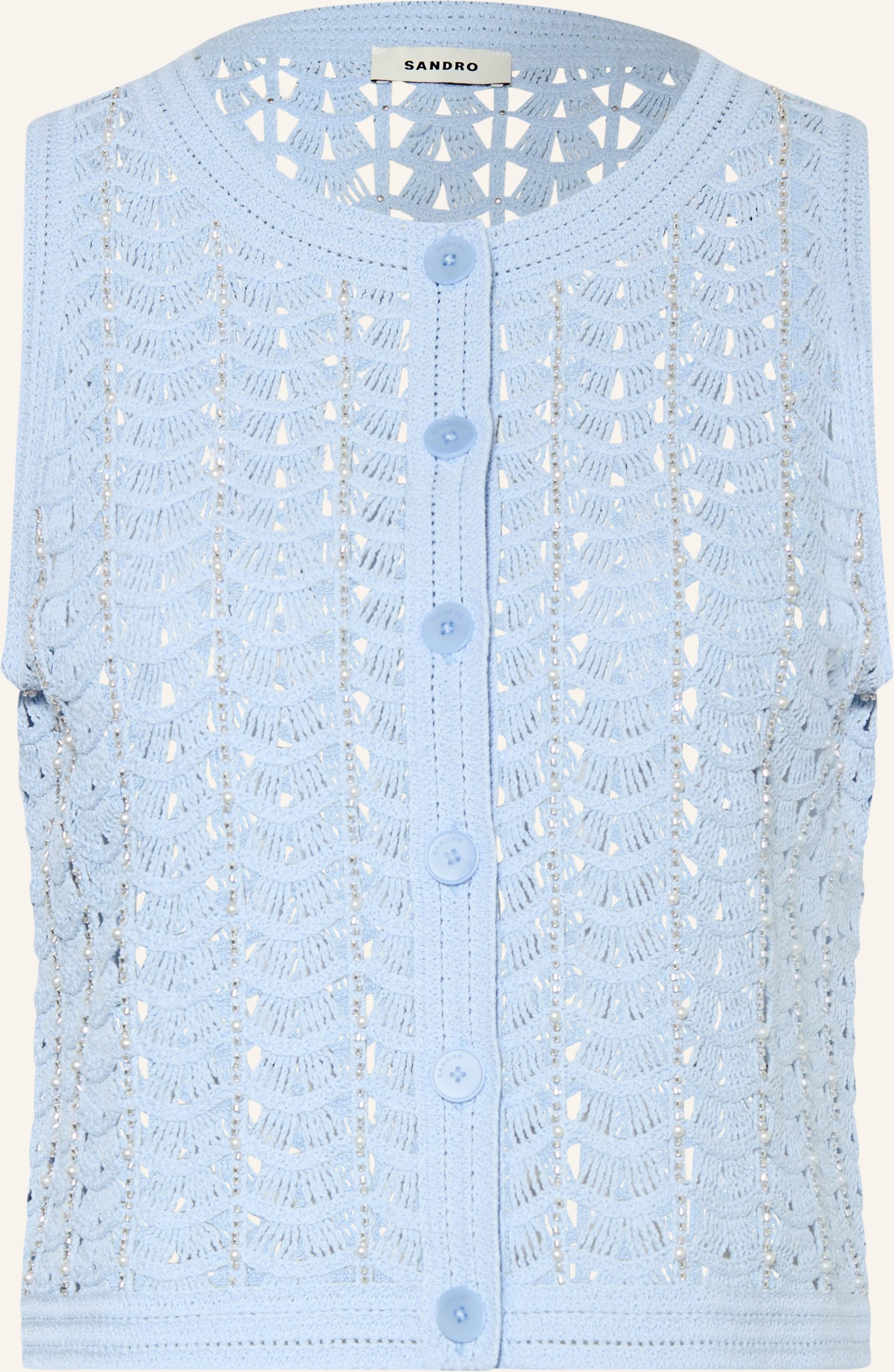 Sandro Strickweste Mit Schmuckperlen blau