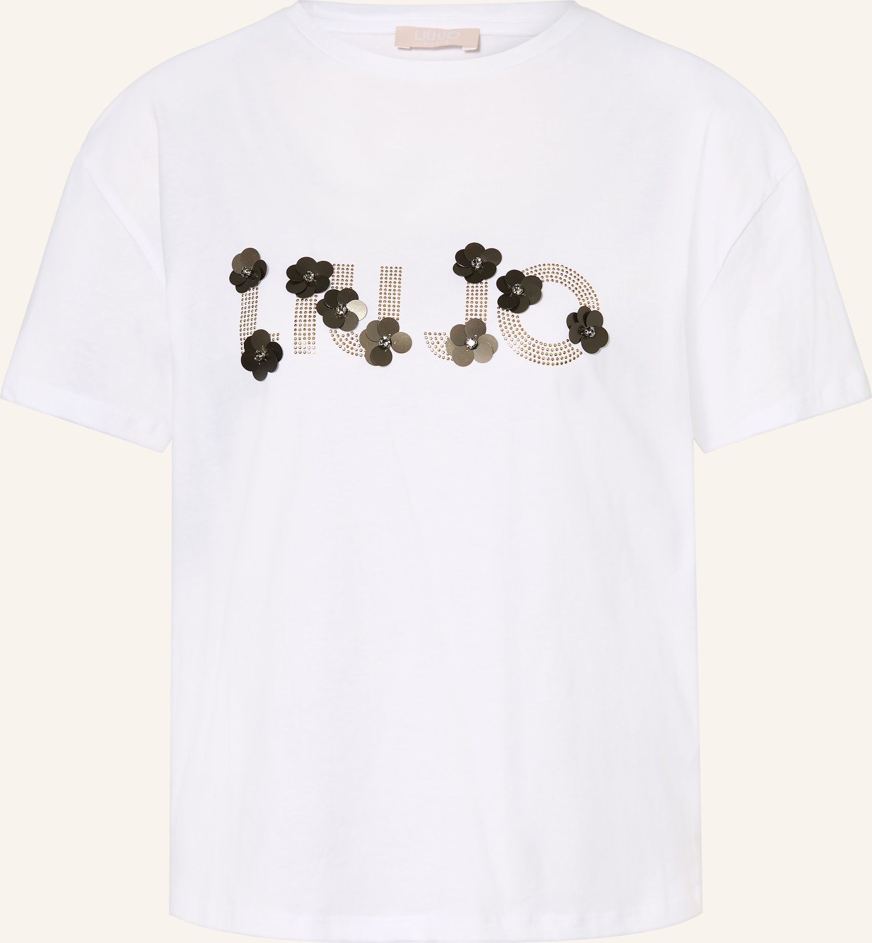 Liu Jo T-Shirt Mit Pailletten Und Schmucksteinen weiss