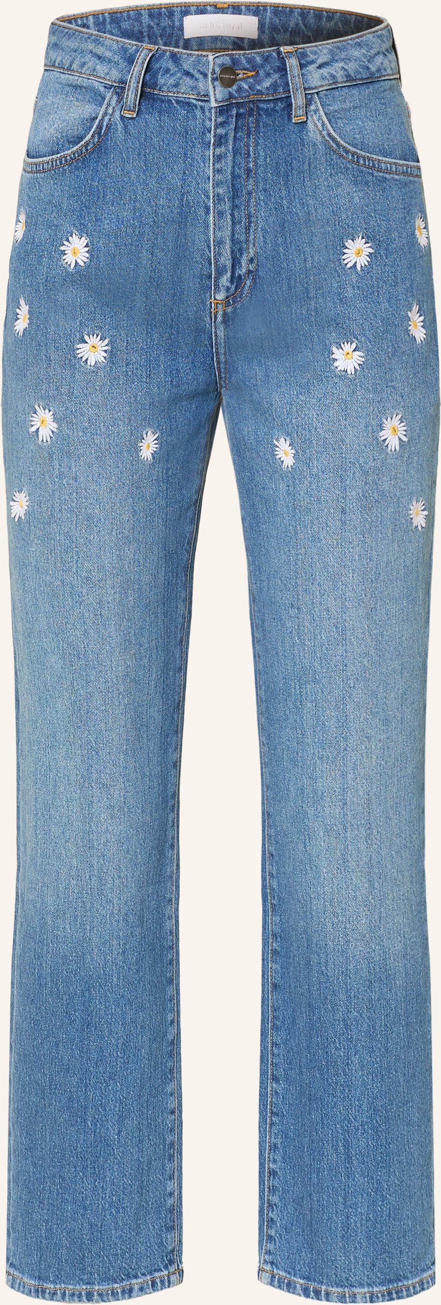Rich & Royal Straight Jeans Mit Stickereien blau