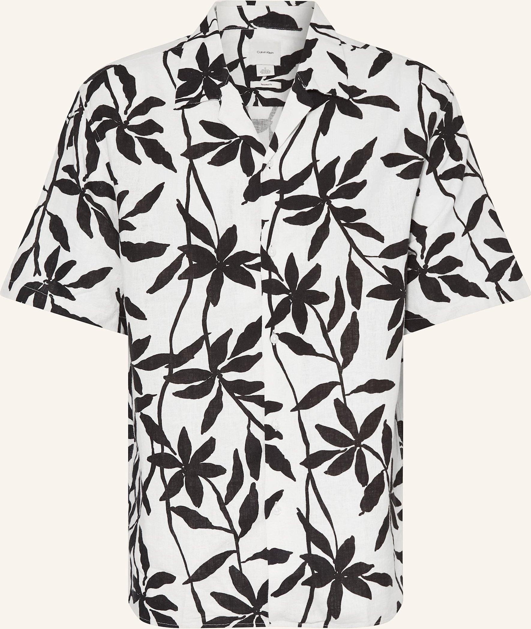 Calvin Klein Resorthemd Relaxed Fit Mit Leinen schwarz