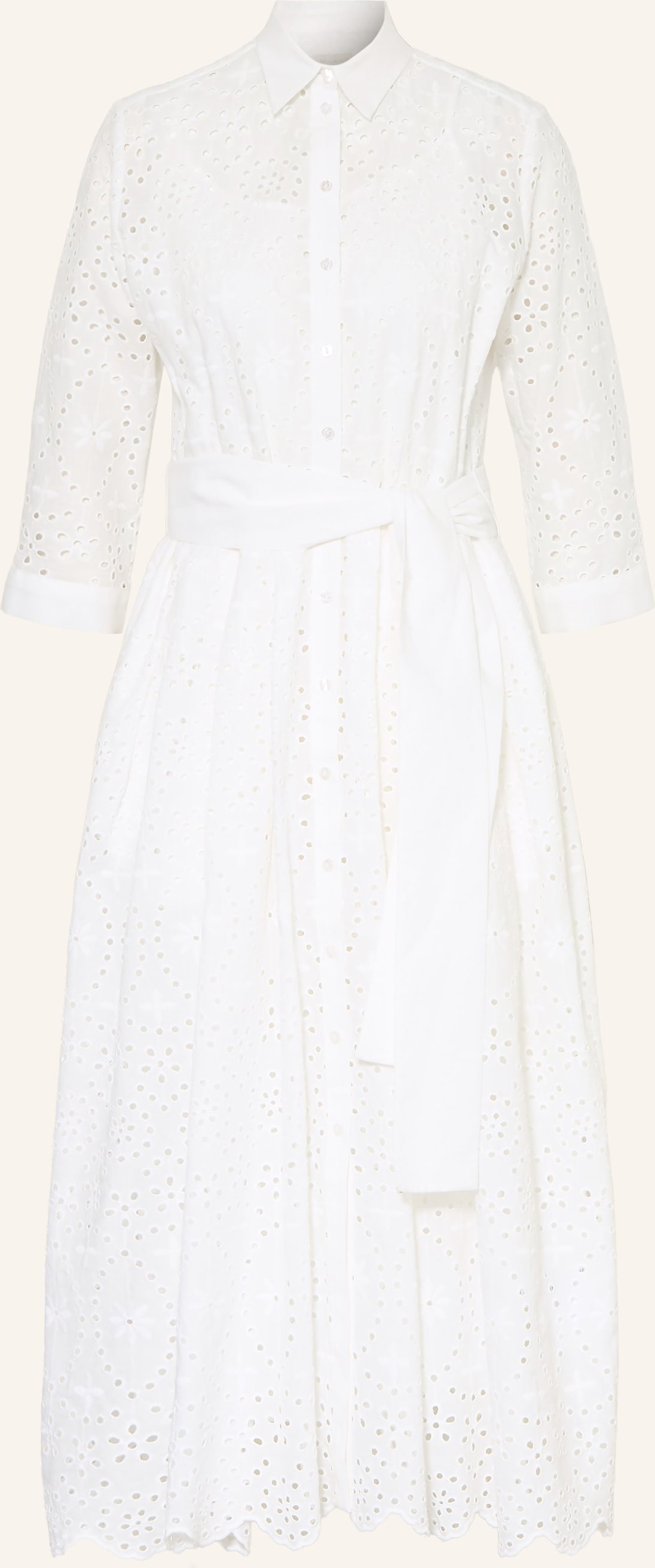 Milano Italy Hemdblusenkleid Aus Lochspitze Mit 3/4-Arm weiss