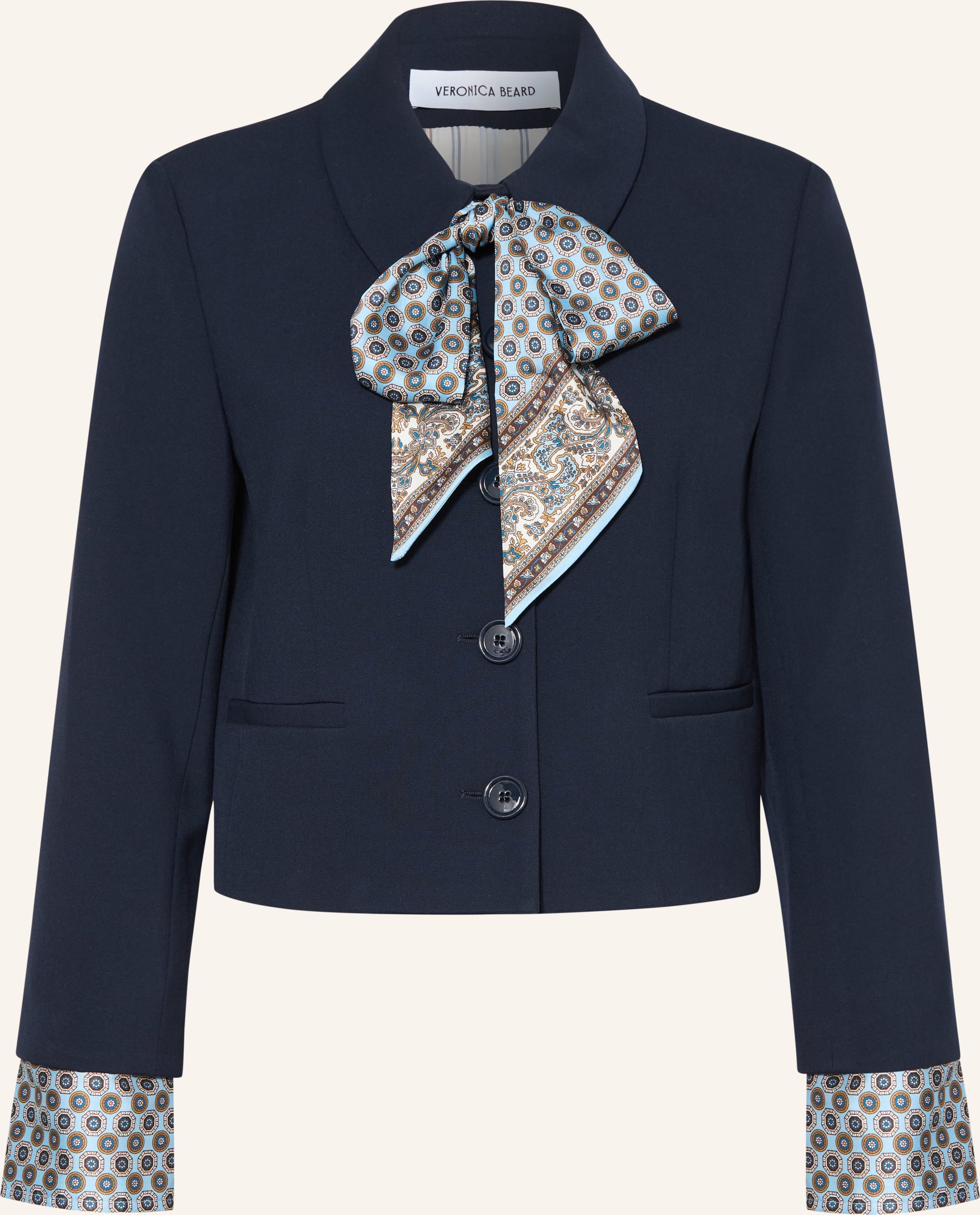 Veronica Beard Kastenjacke Ismena Mit Abnehmbarer Schluppe Und 3/4-Arm blau