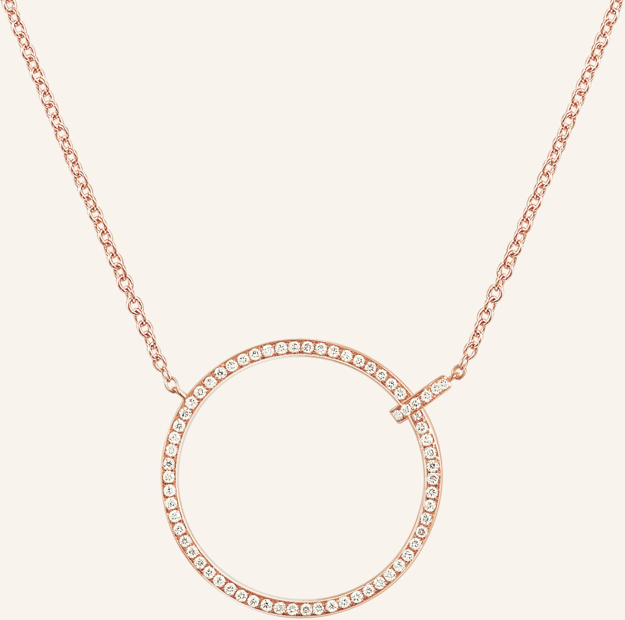 Leaf Halskette Circle Aus 18 Karat Roségold Mit Diamanten rosegold