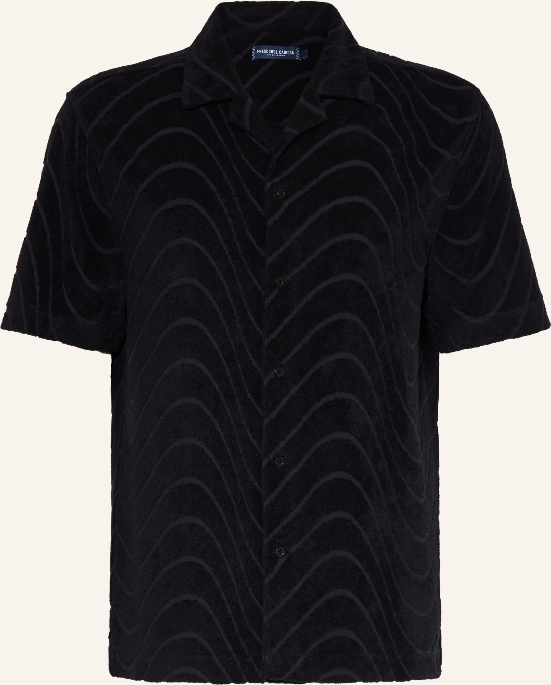 Frescobol Carioca Resorthemd Roberto Comfort Fit Aus Frottee schwarz
