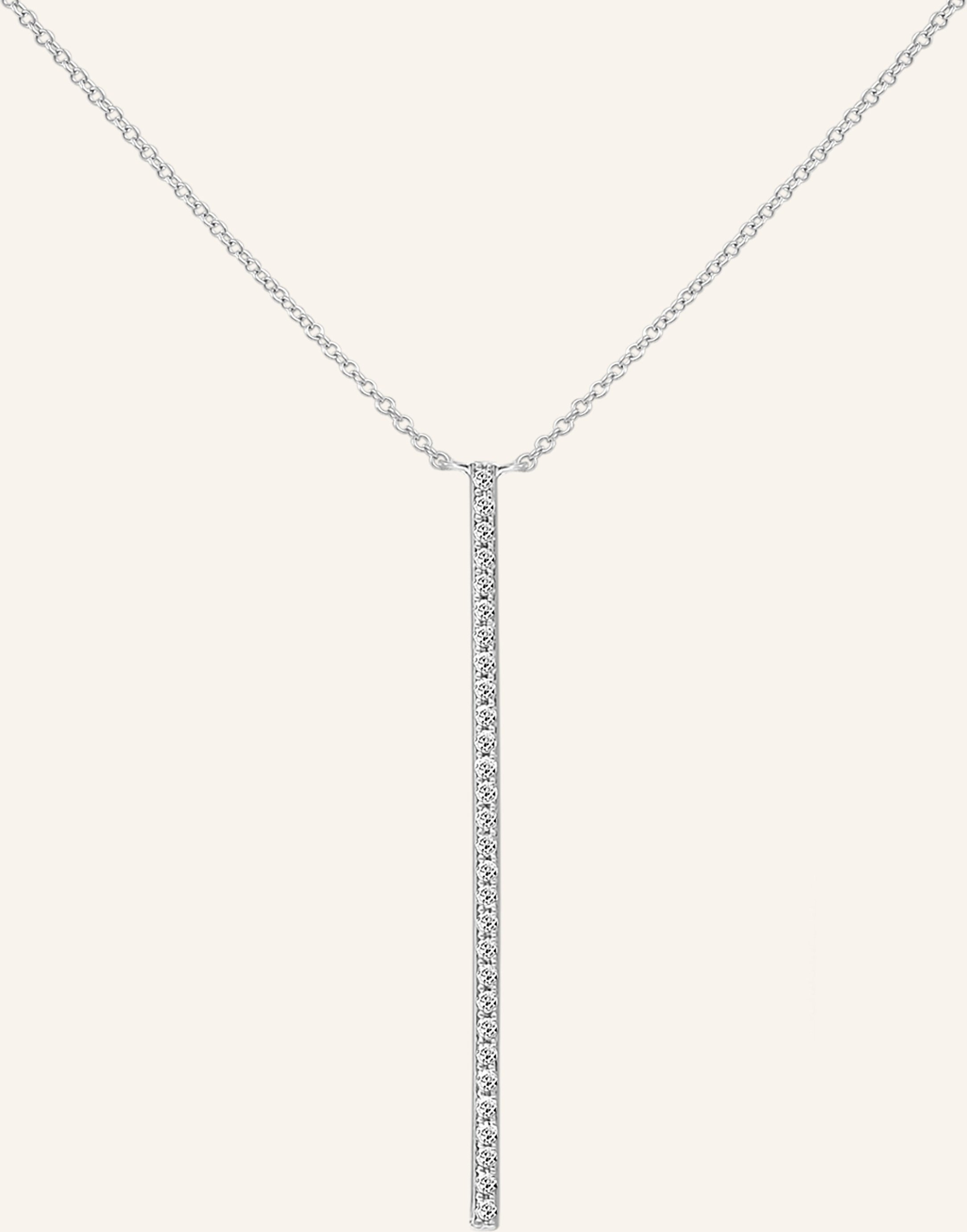 Leaf Halskette Bar Aus 18 Karat Weißgold Mit Diamanten silber