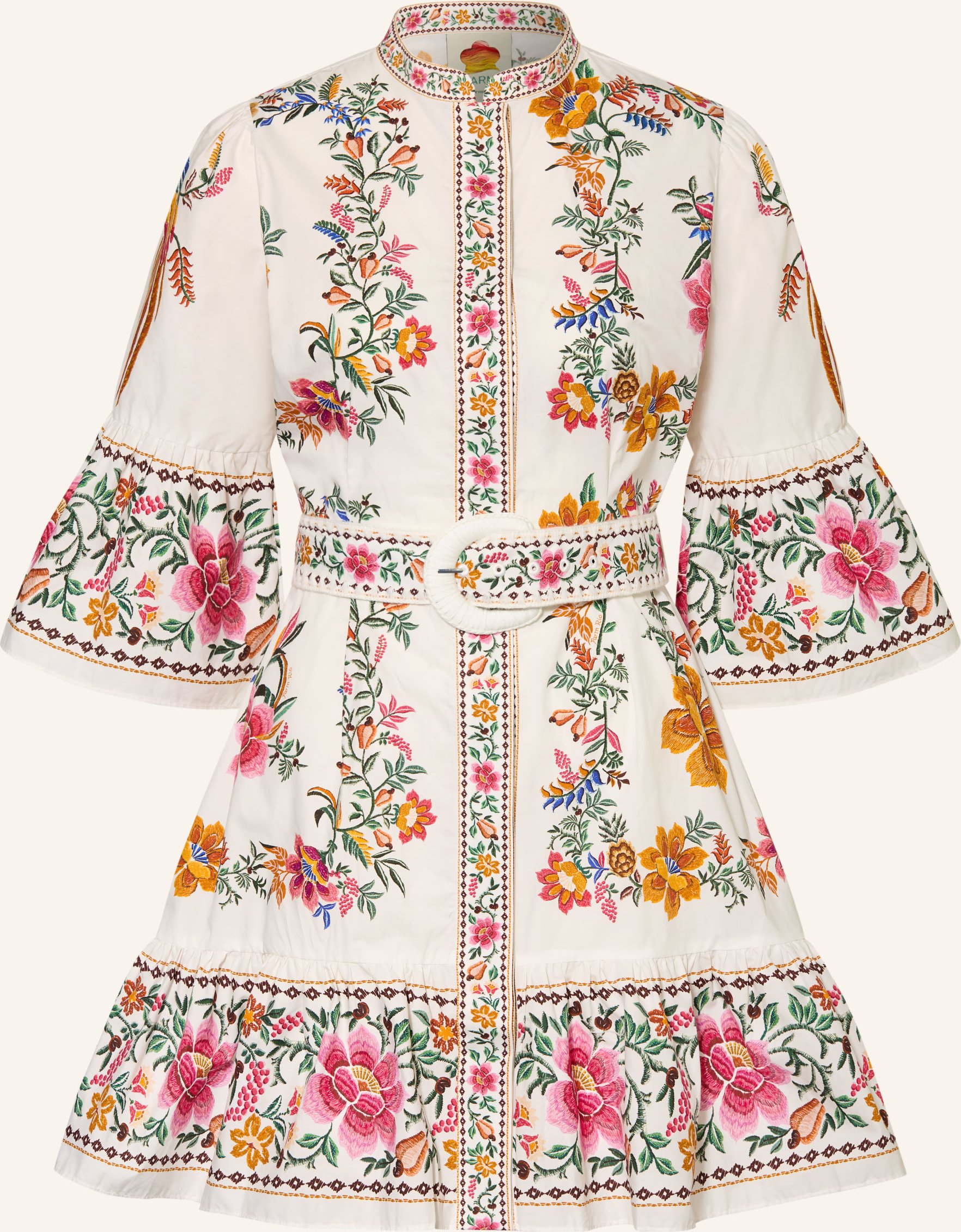 Farm Rio Kleid Mit 3/4-Arm weiss