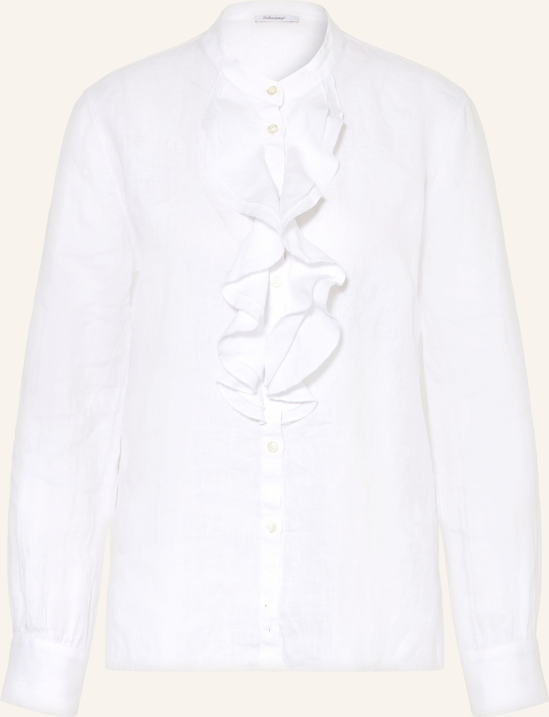 Soluzione Leinenbluse Mit Volants weiss