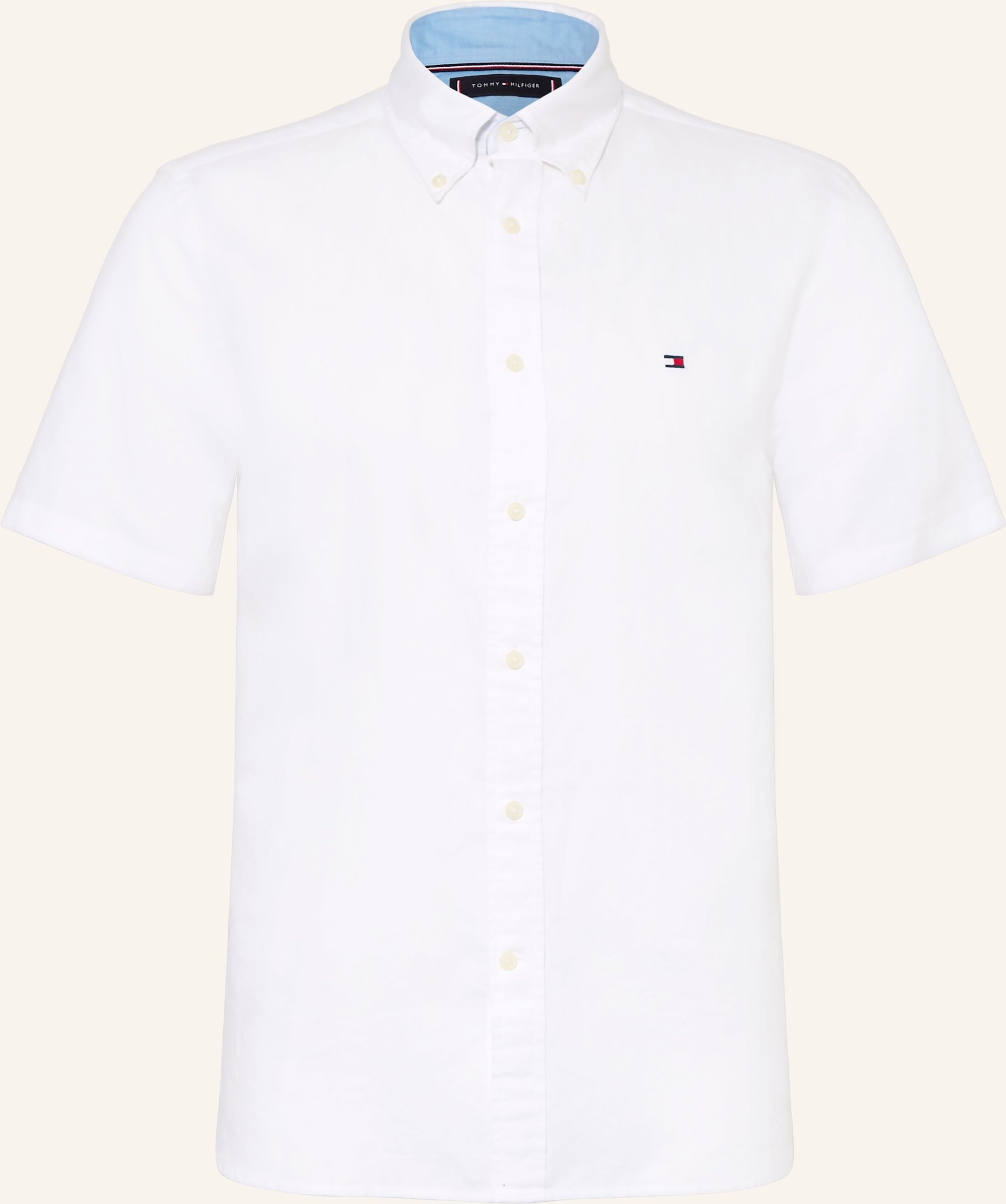Tommy Hilfiger Kurzarm-Hemd Regular Fit Mit Leinen weiss