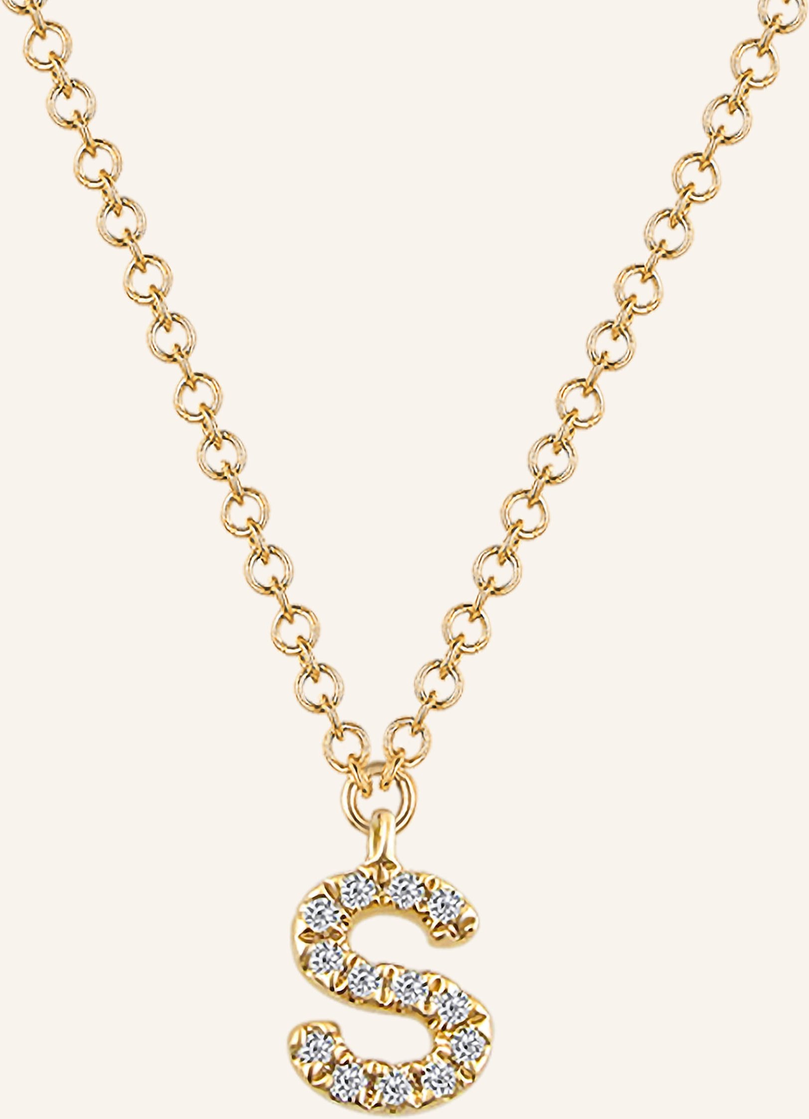 Leaf Initialien Halskette „S“ Aus 14 Karat Gelbgold Mit Diamanten gold