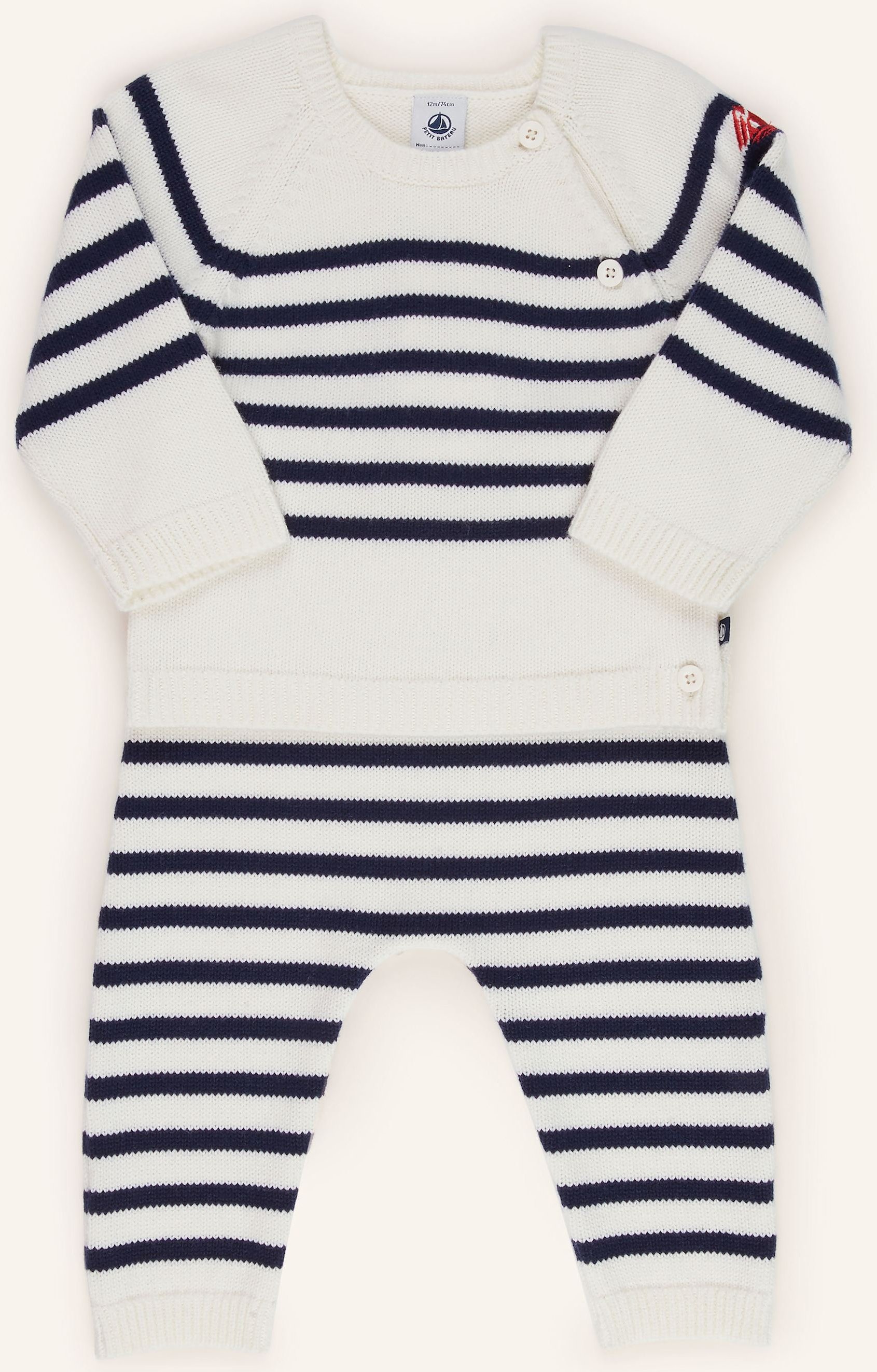 Petit Bateau Set: Pullover Und Strickhose weiss