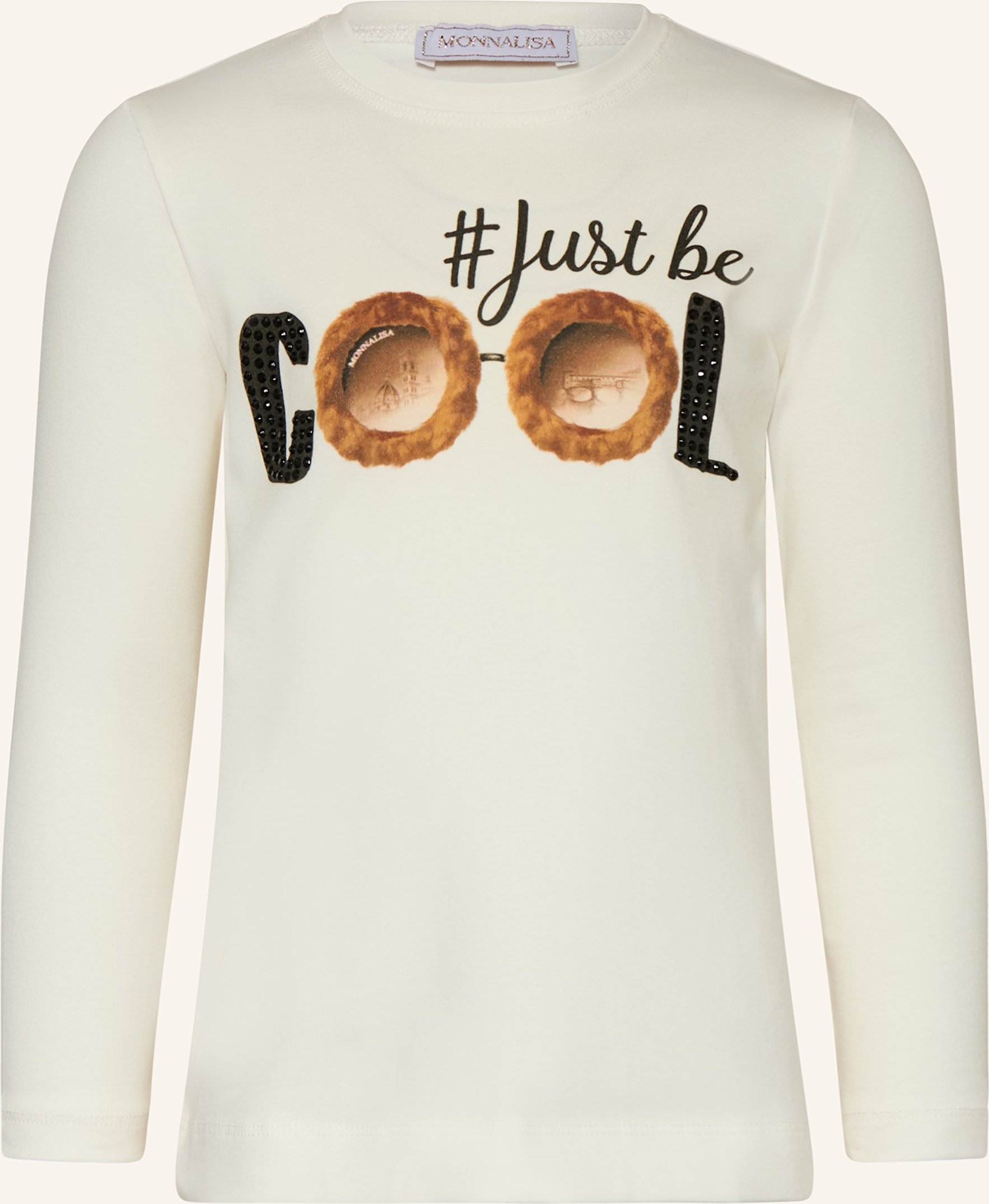 Thumbnail - Monnalisa Longsleeve Mit Schmucksteinen weiss