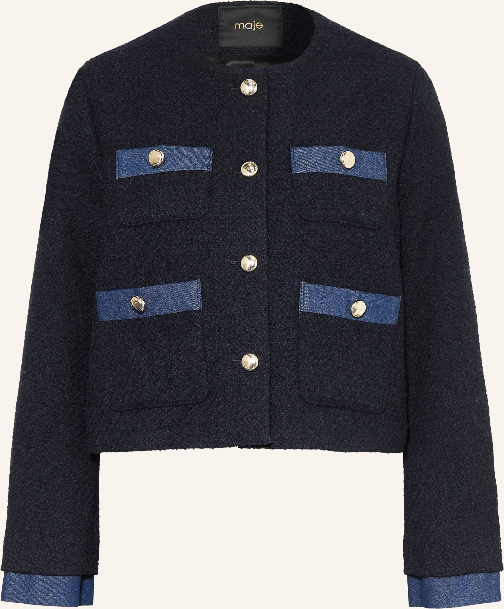 Maje Kastenjacke Aus Bouclé blau