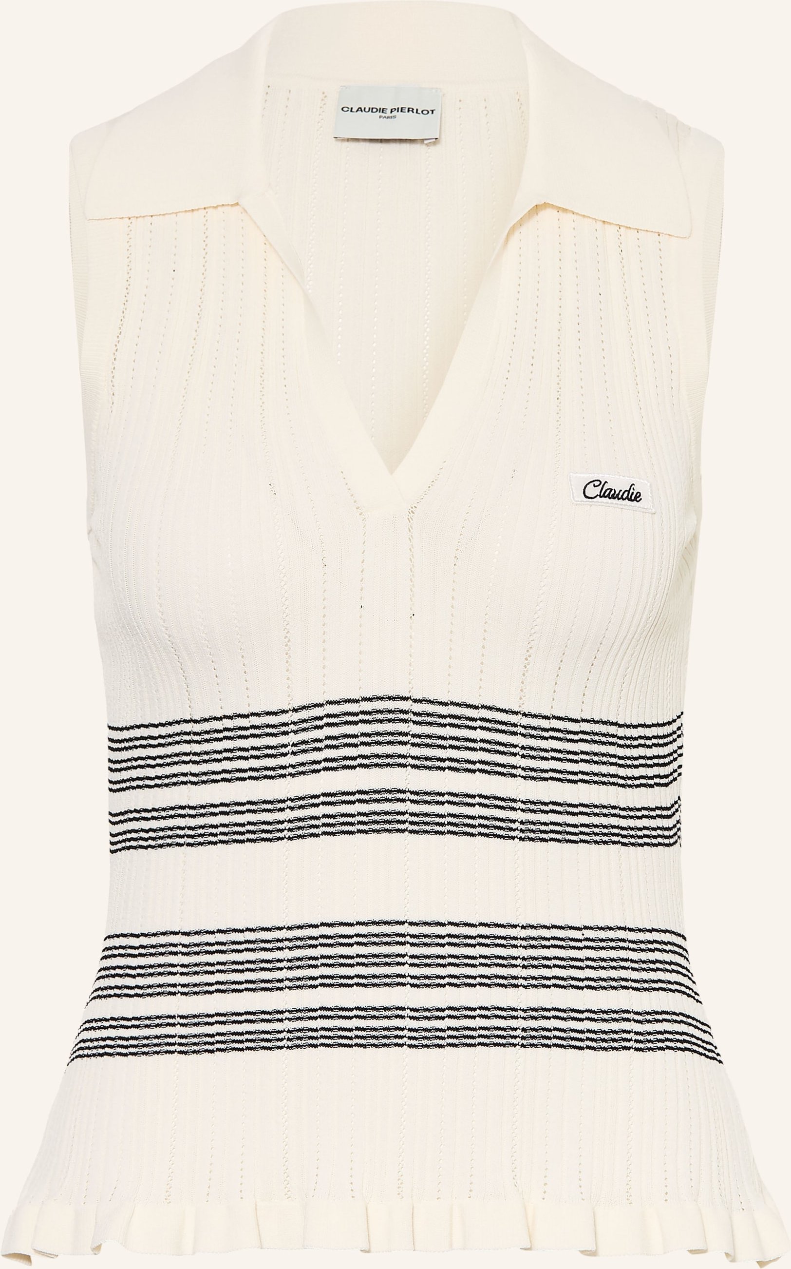 Claudie Pierlot Stricktop Mit Rüschen beige