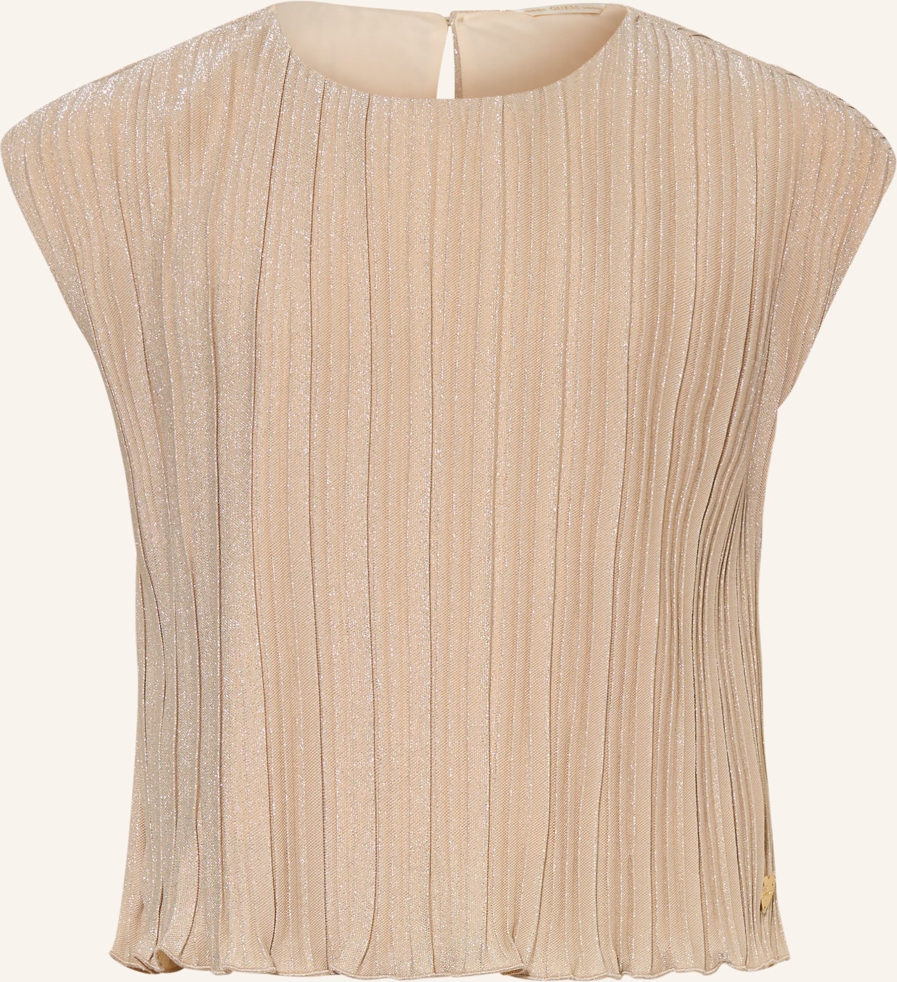 Guess Plisseetop Mit Glitzergarn beige