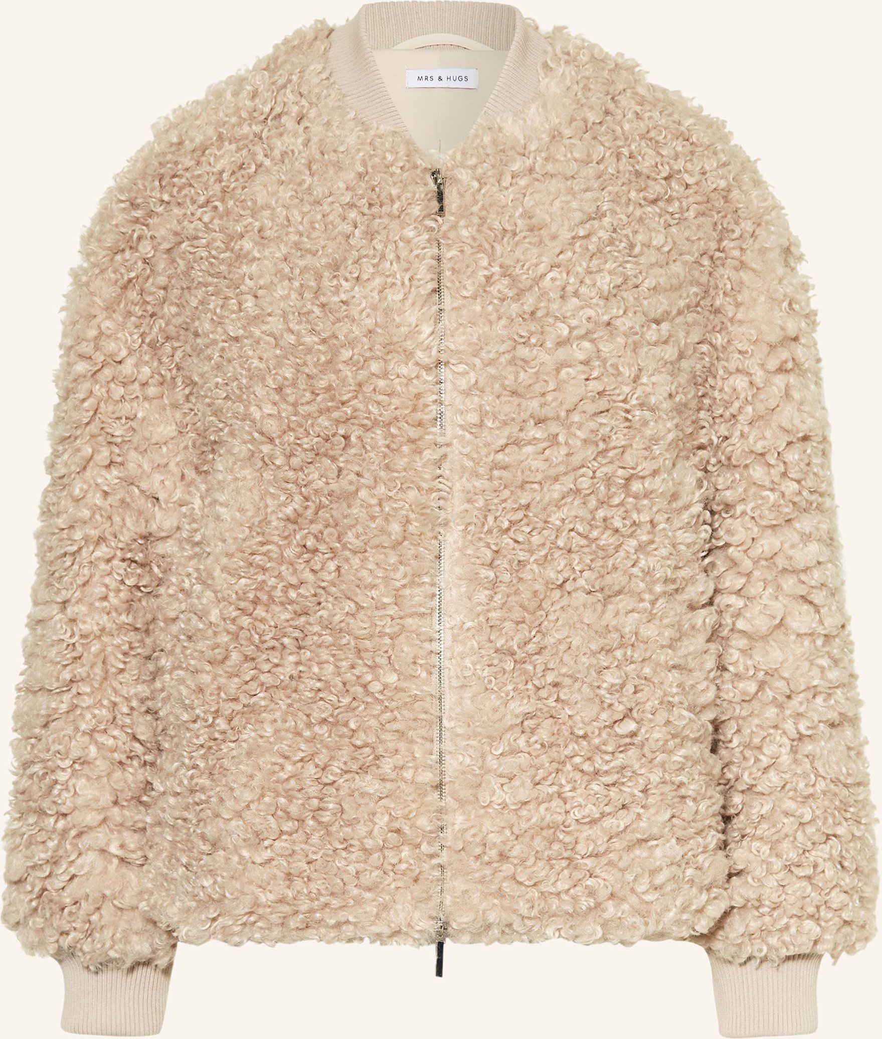 Mrs & Hugs Teddyfell-Jacke weiss