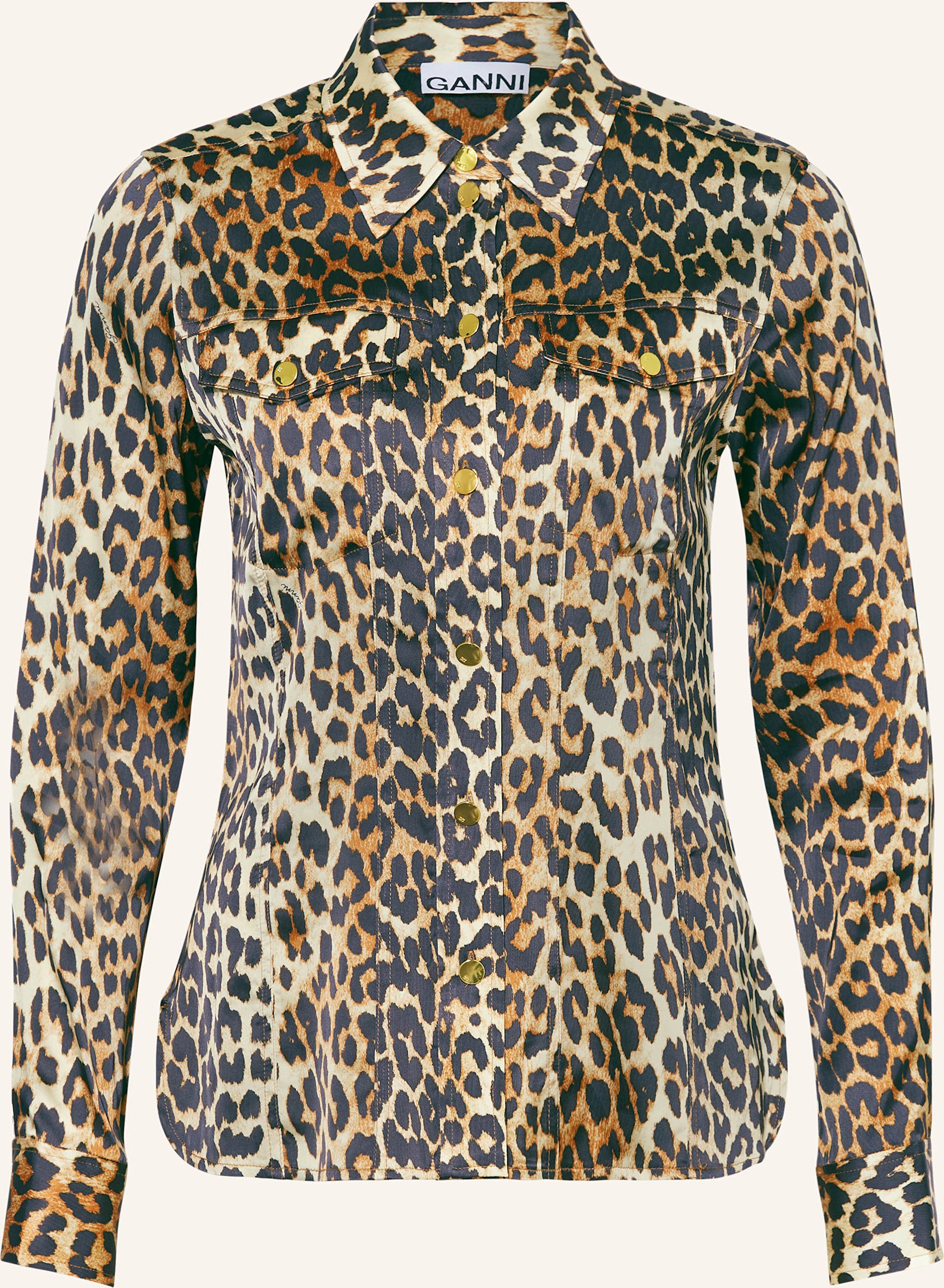 Ganni Hemdbluse Aus Satin beige