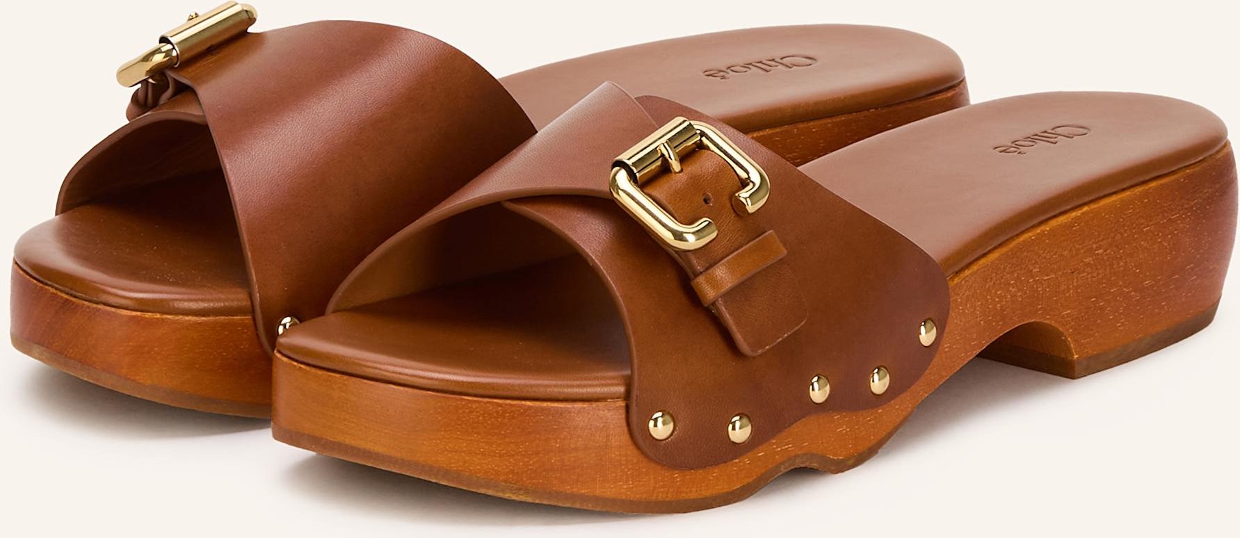 Chloé Clogs Jeanette Mit Nieten braun