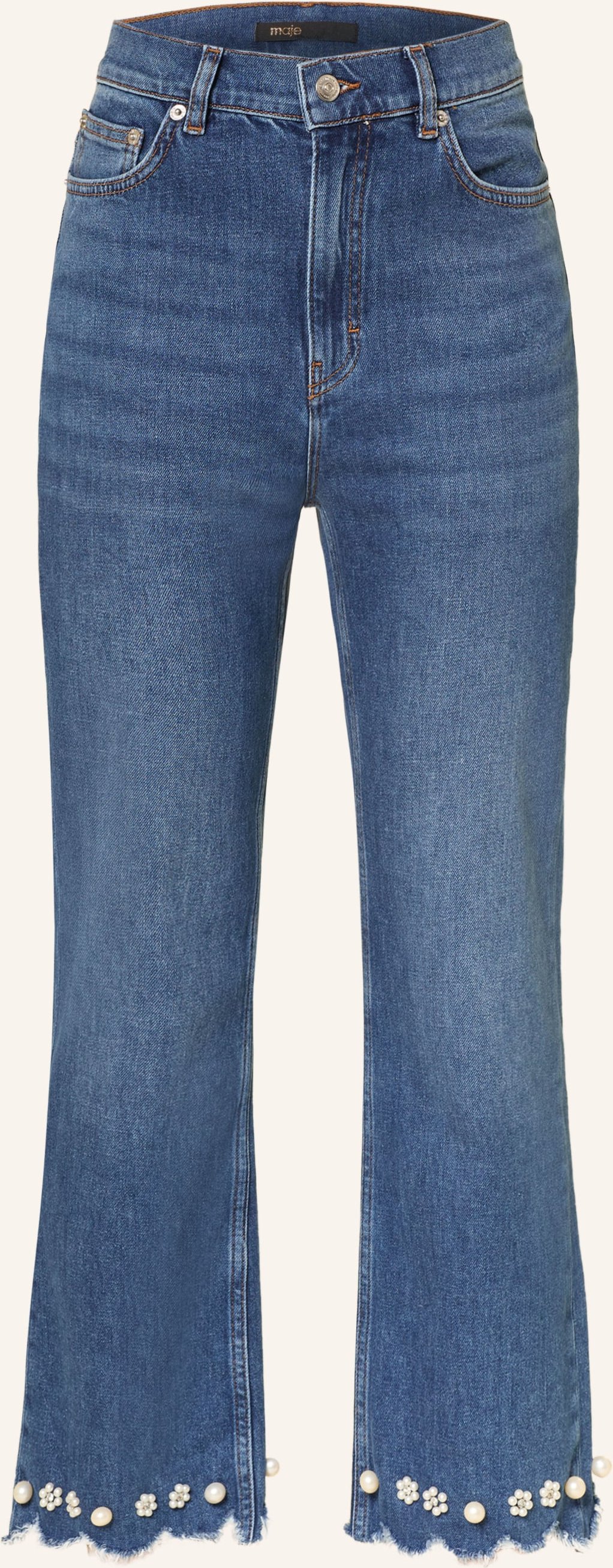 Maje Straight Jeans Mit Schmuckperlen Und Schmucksteinen blau