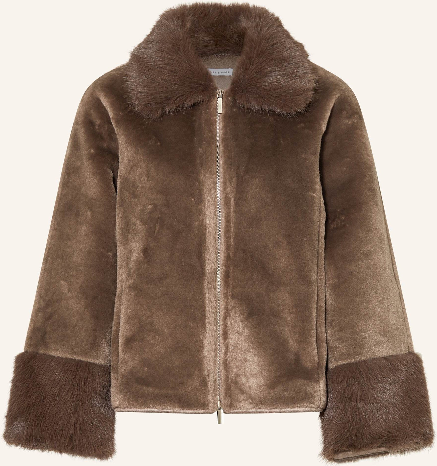 Mrs & Hugs Kunstpelz-Jacke braun