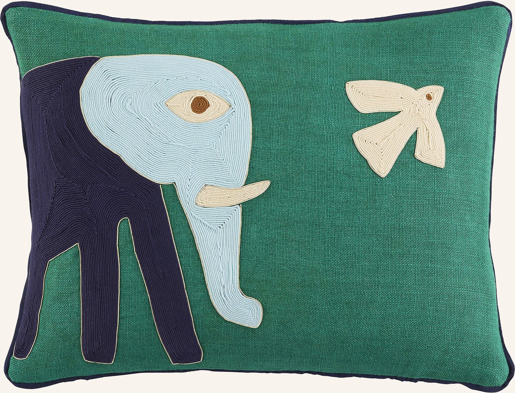 Jonathan Adler Dekokissen Playa Elephant Aus Leinen gruen