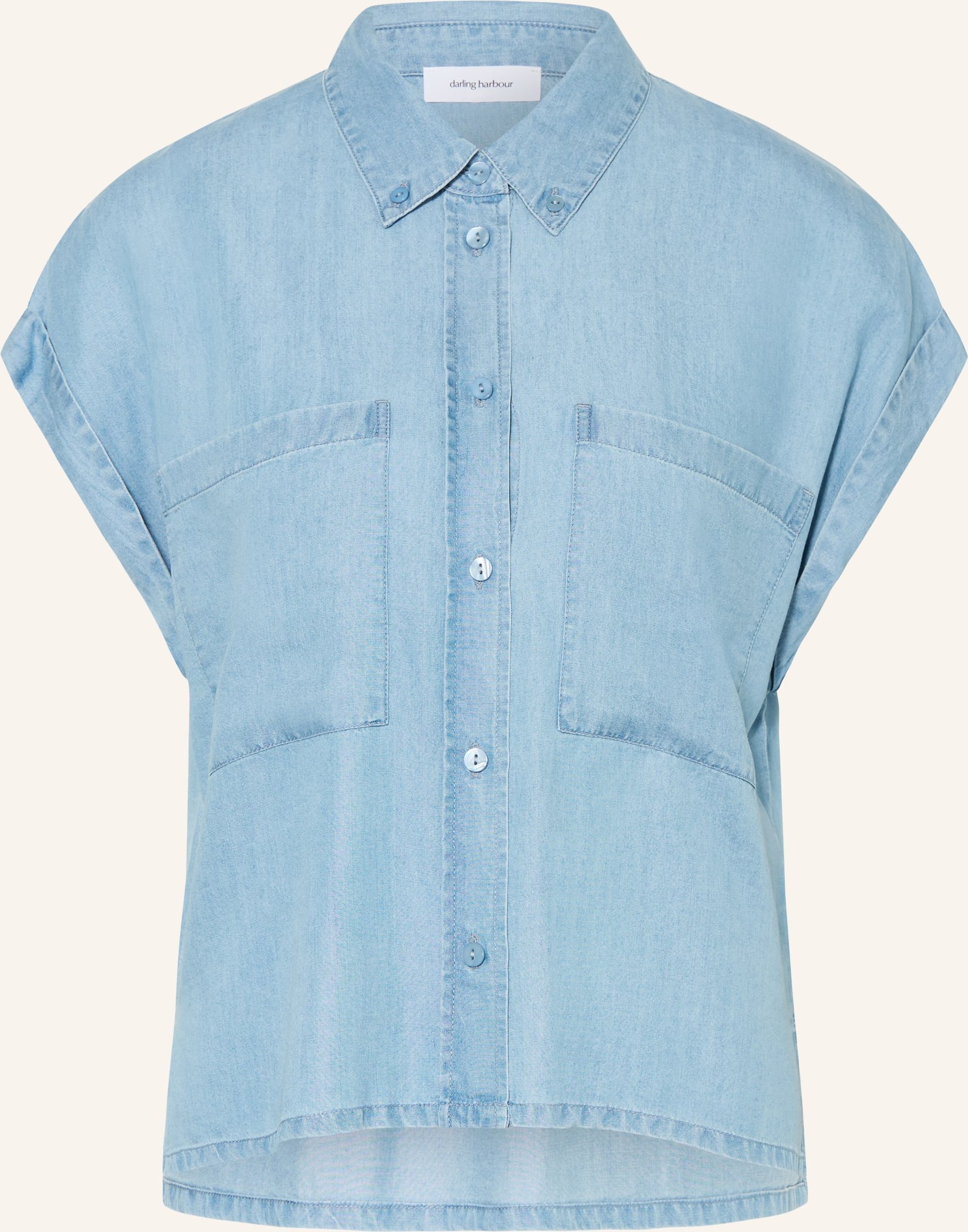 Darling Harbour Hemdbluse In Jeansoptik blau