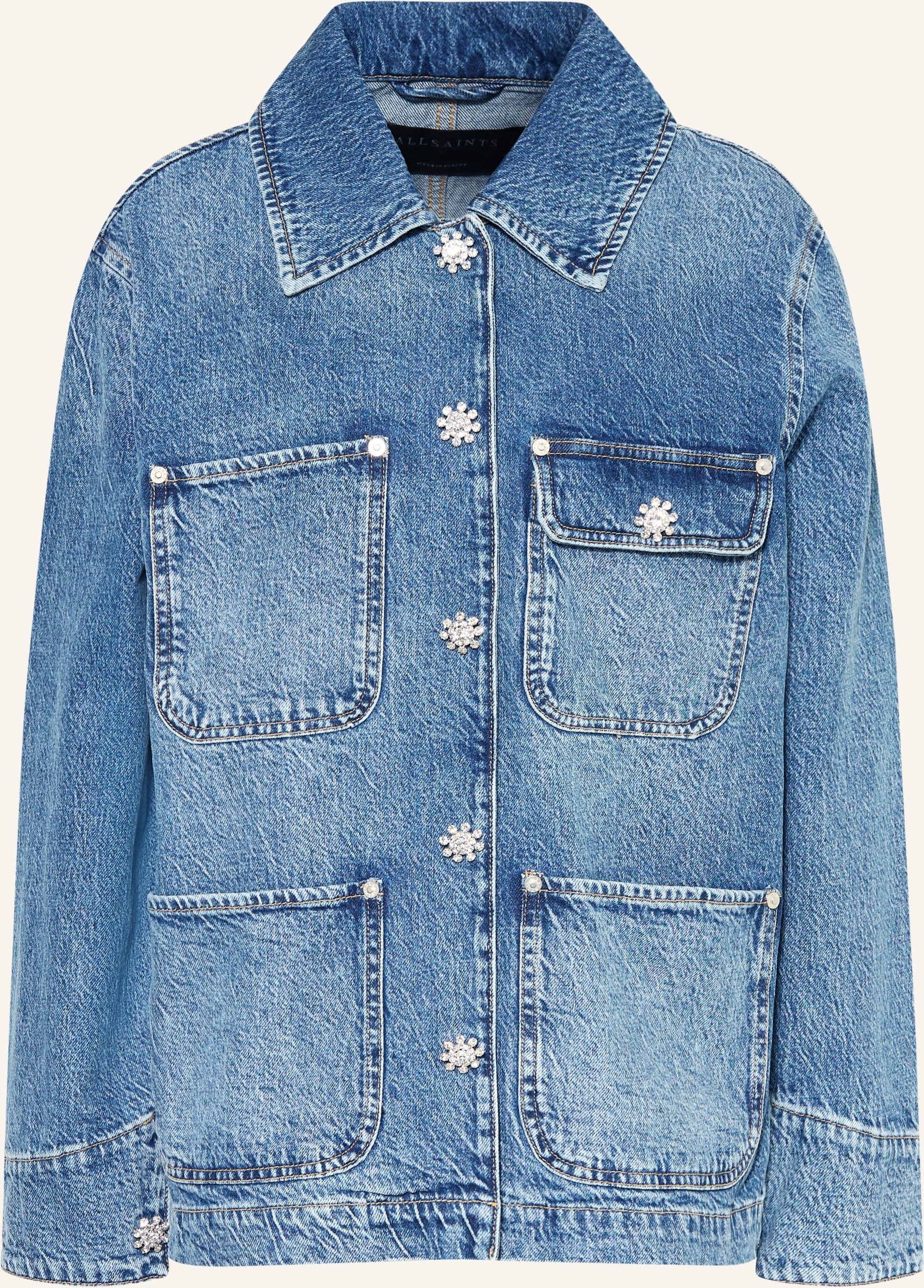 Allsaints Jeansjacke Bex Mit Schmucksteinen blau