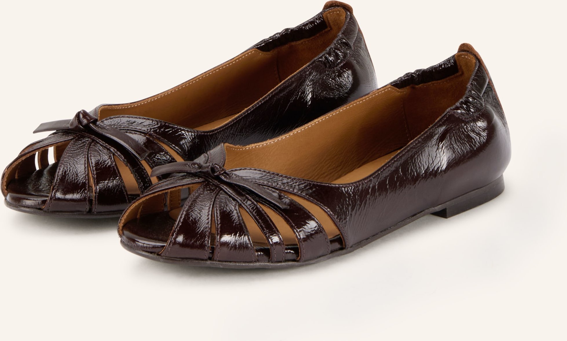 Billi Bi Lack-Ballerinas braun