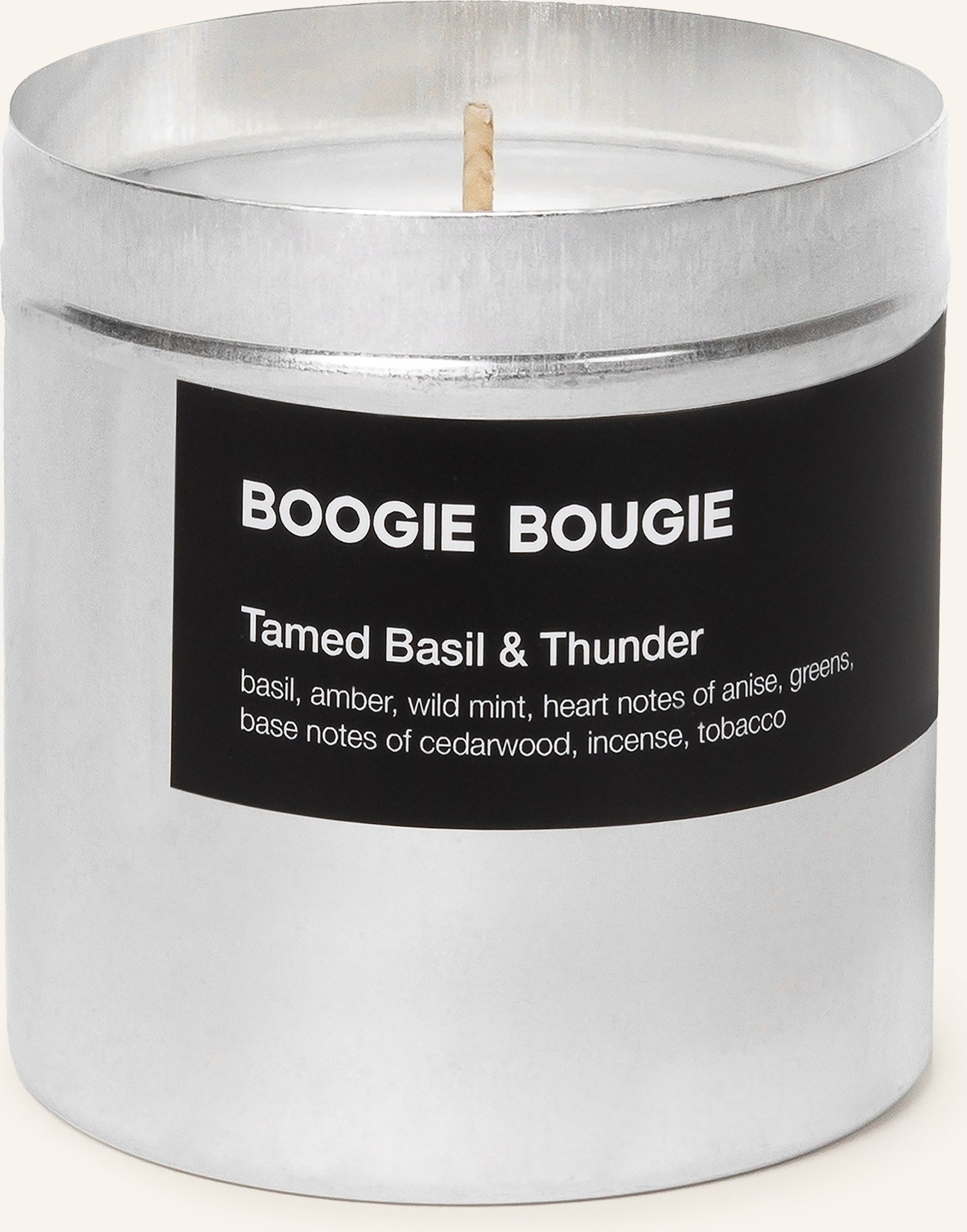 Boogie Bougie Duftkerze Tamed Basil & Thunder silber