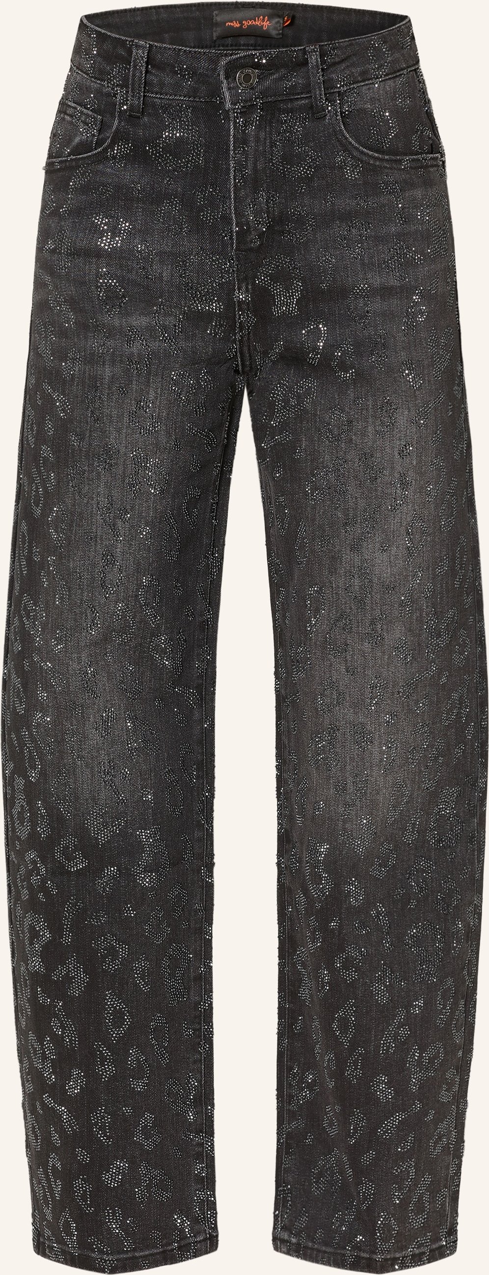 Miss Goodlife Mom Jeans Mit Schmucksteinen grau
