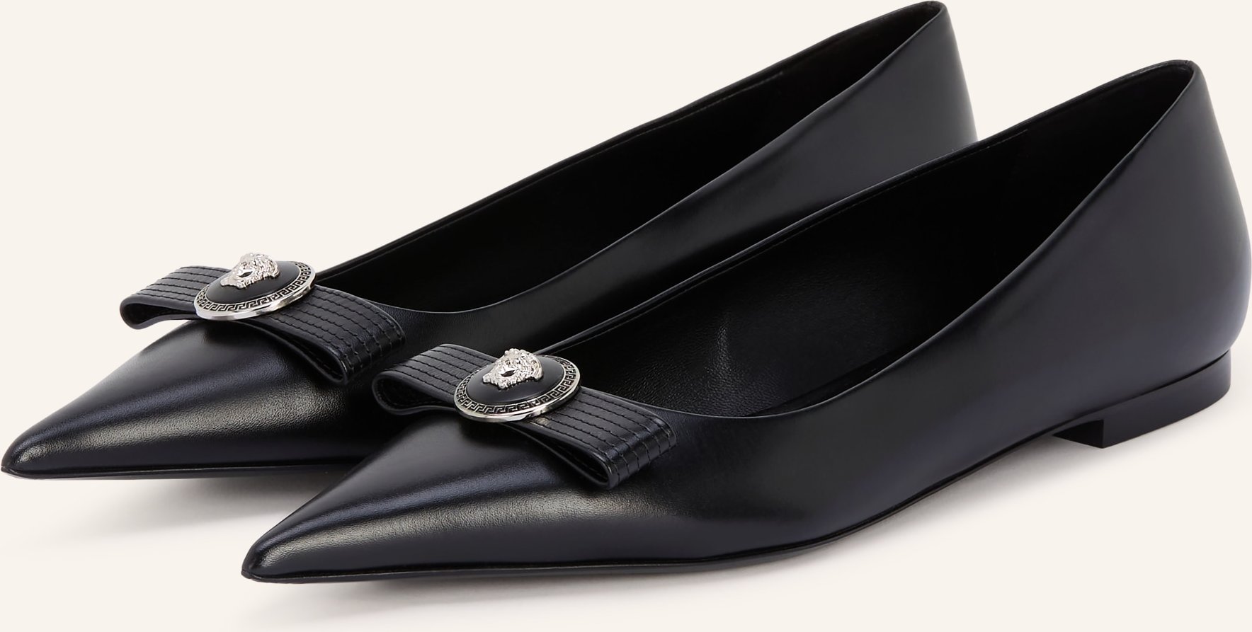 Versace Ballerinas Gianni Ribbon Mit Schmucksteinen schwarz