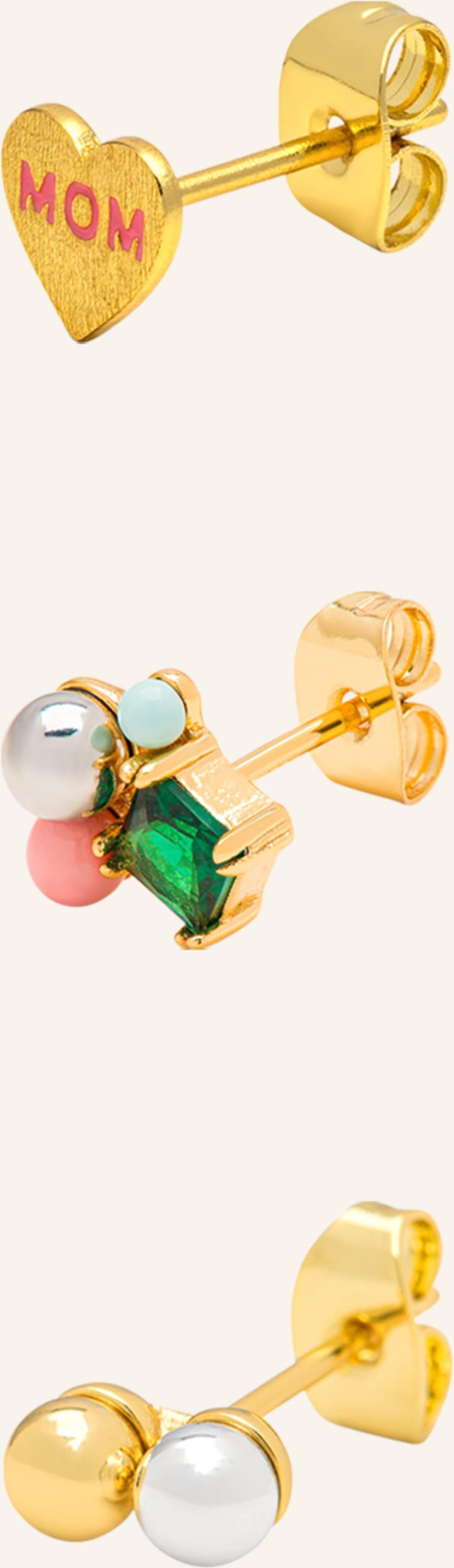 Lulu Copenhagen 3er-Set Ohrstecker Mom gold