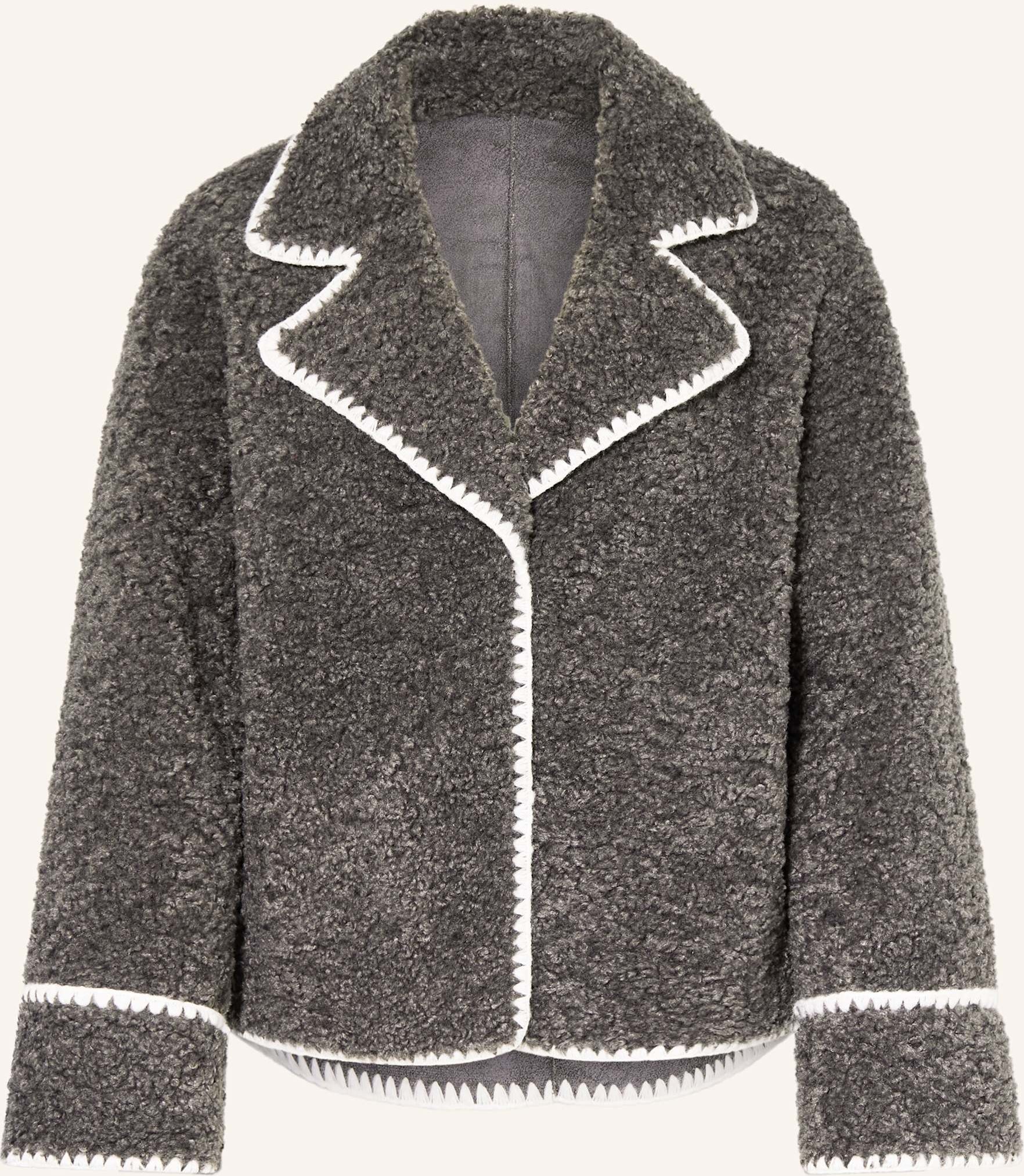 Mrs & Hugs Teddyfell-Jacke grau