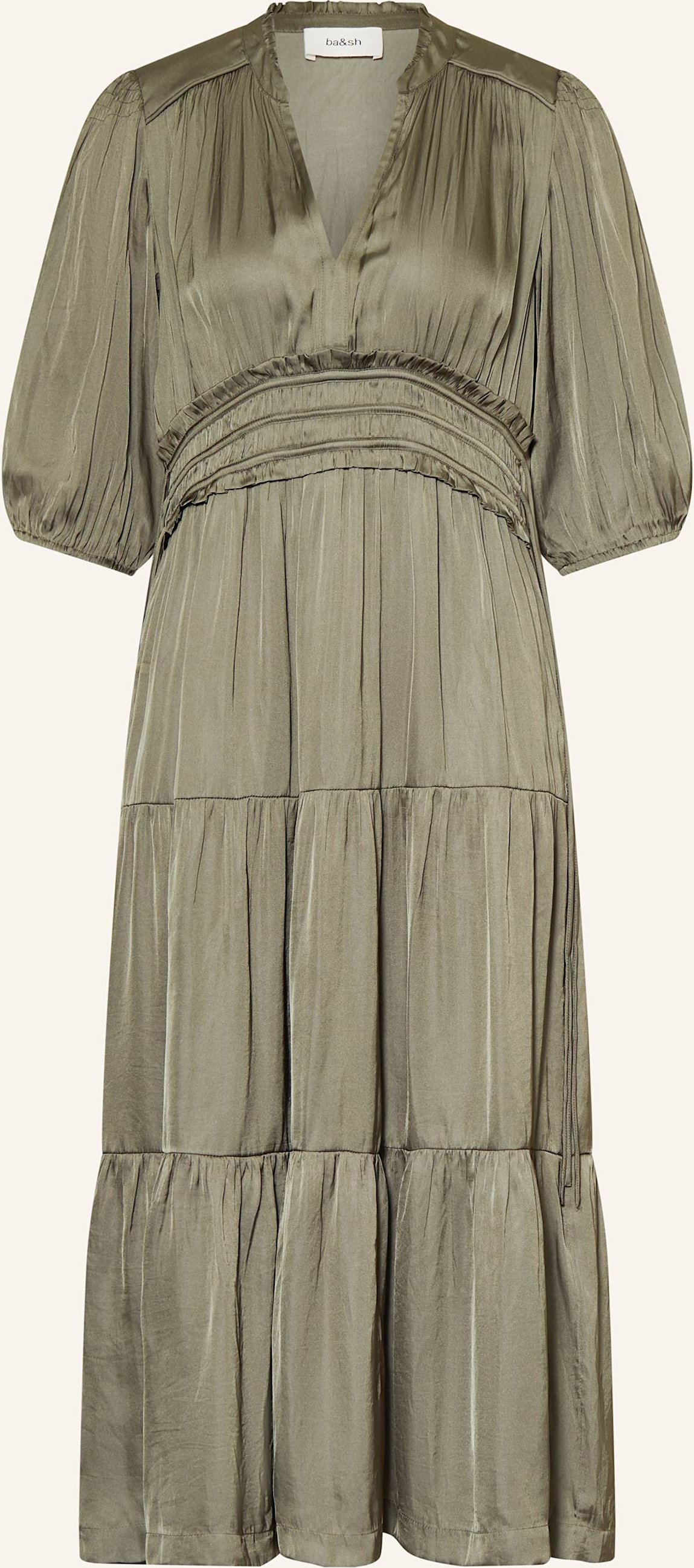 Ba&Sh Satinkleid Cleli Mit Rüschen gruen