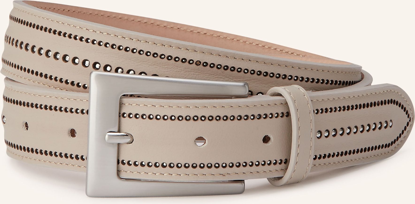 Peserico Ledergürtel Mit Schmucksteinen beige