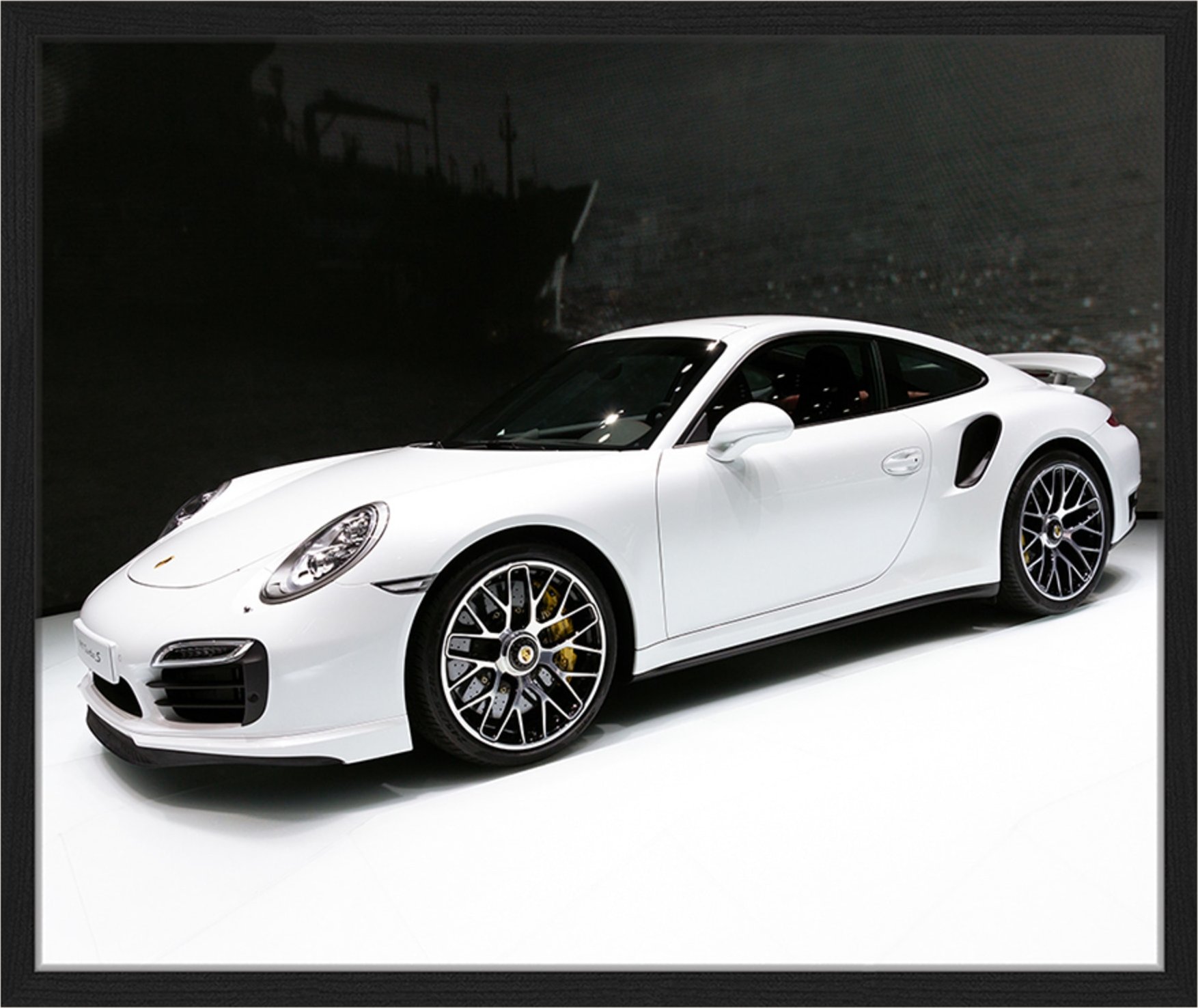 Jacob Baden Wandbild White Porsche 911 Turbo S Mit Rahmen schwarz