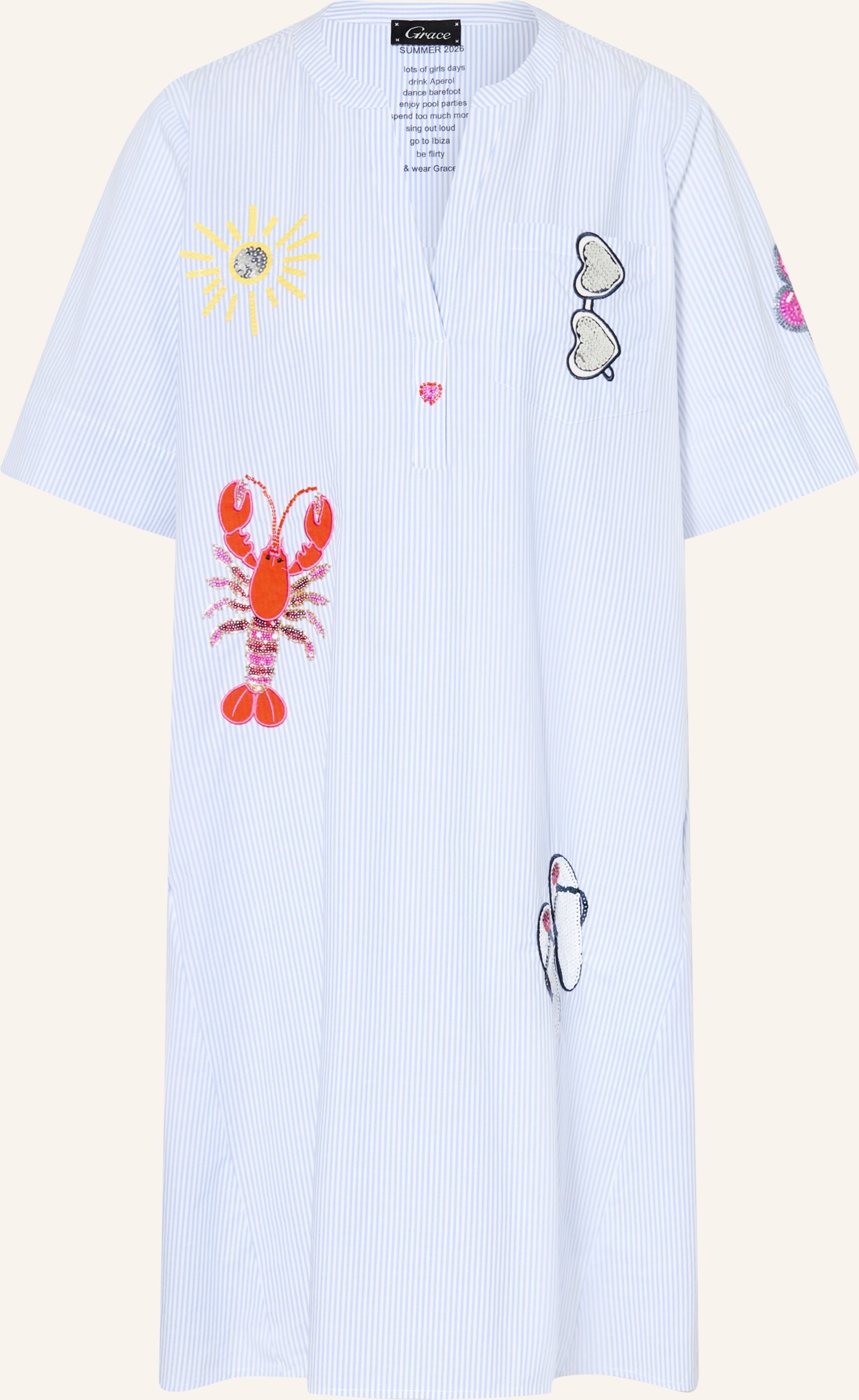 Grace Kleid Mit Schmuckperlen Und Pailletten blau