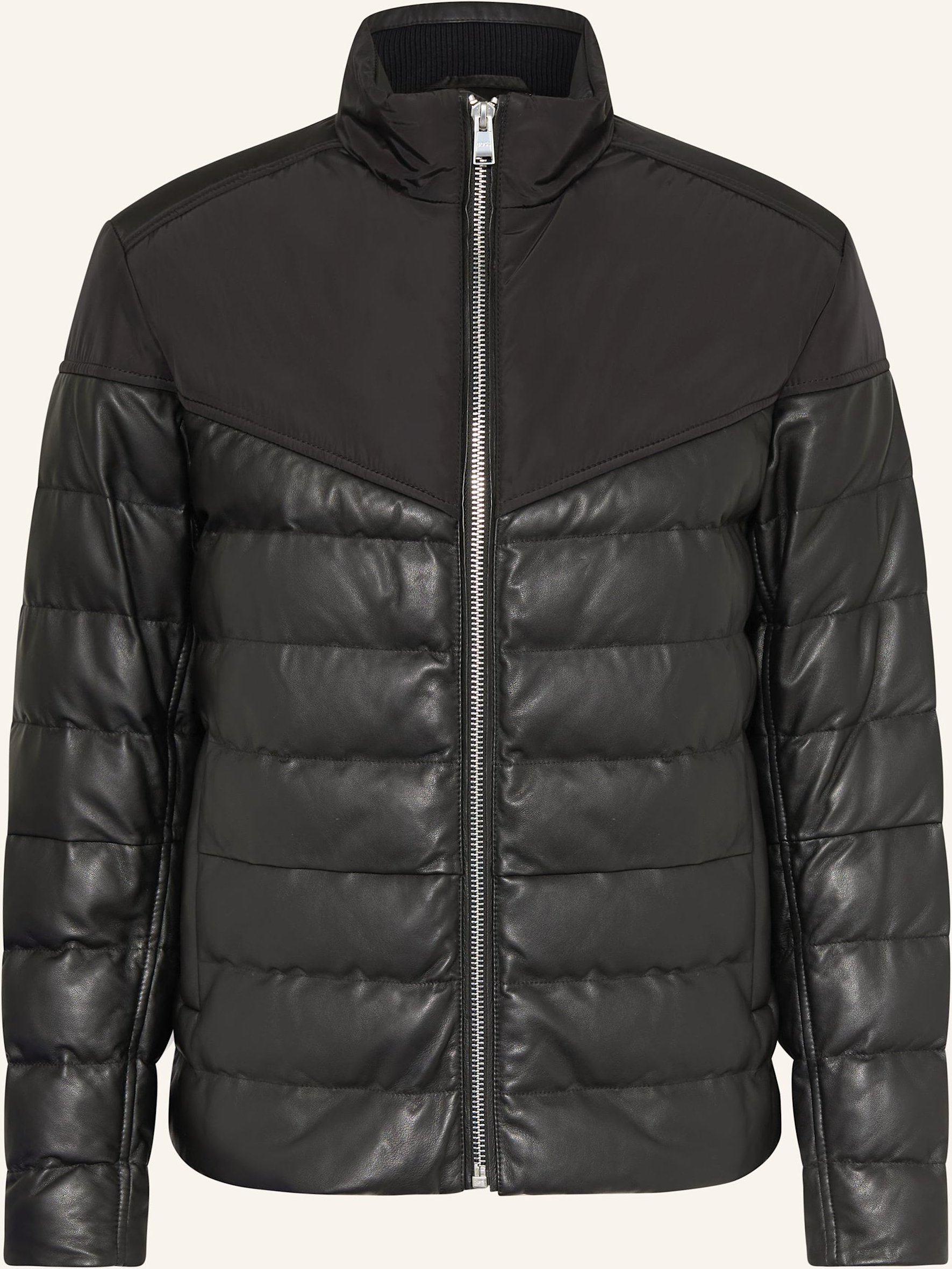 Boss Lederjacke Mersino Im Materialmix schwarz