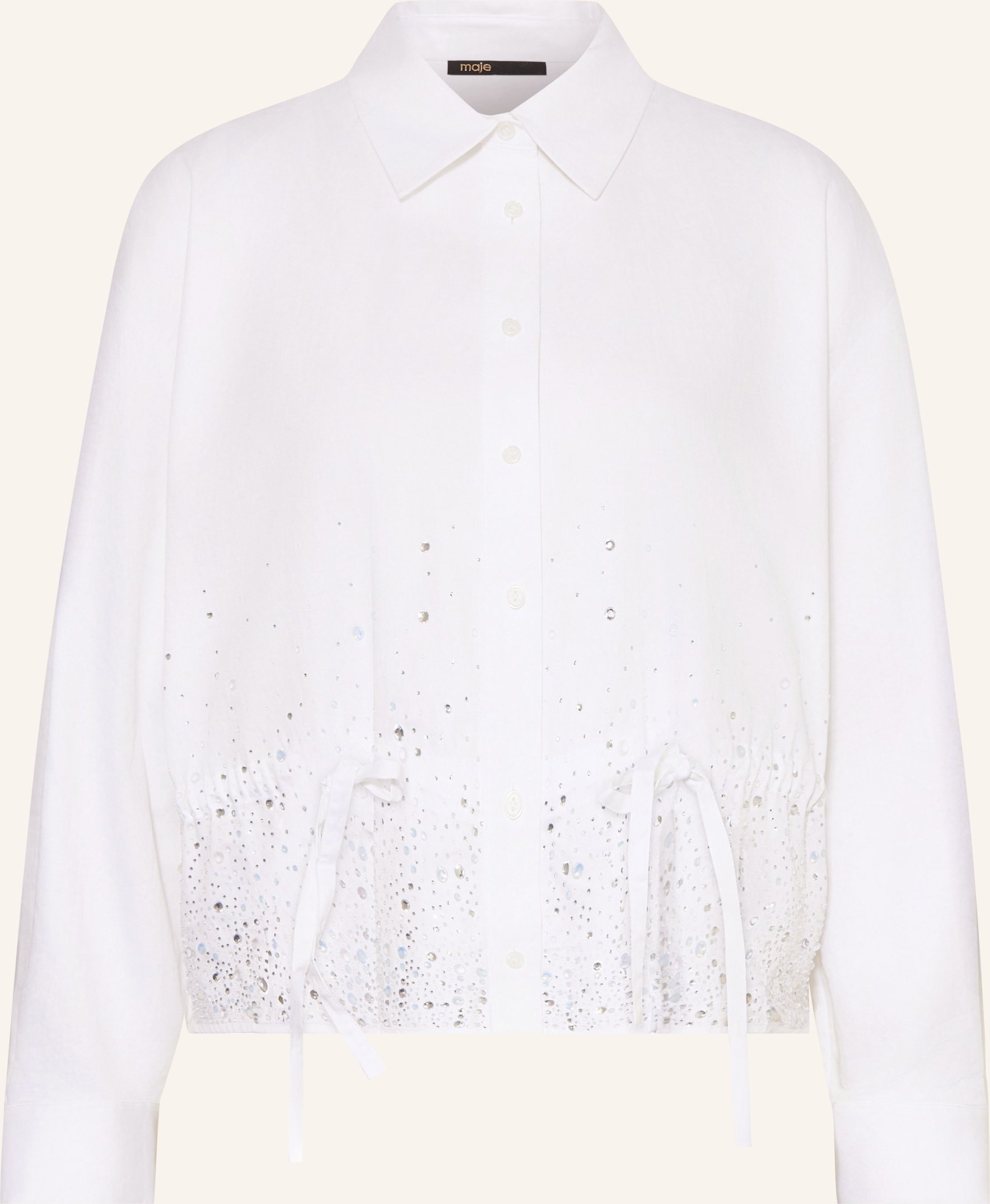 Maje Hemdbluse Mit Schmucksteinen weiss