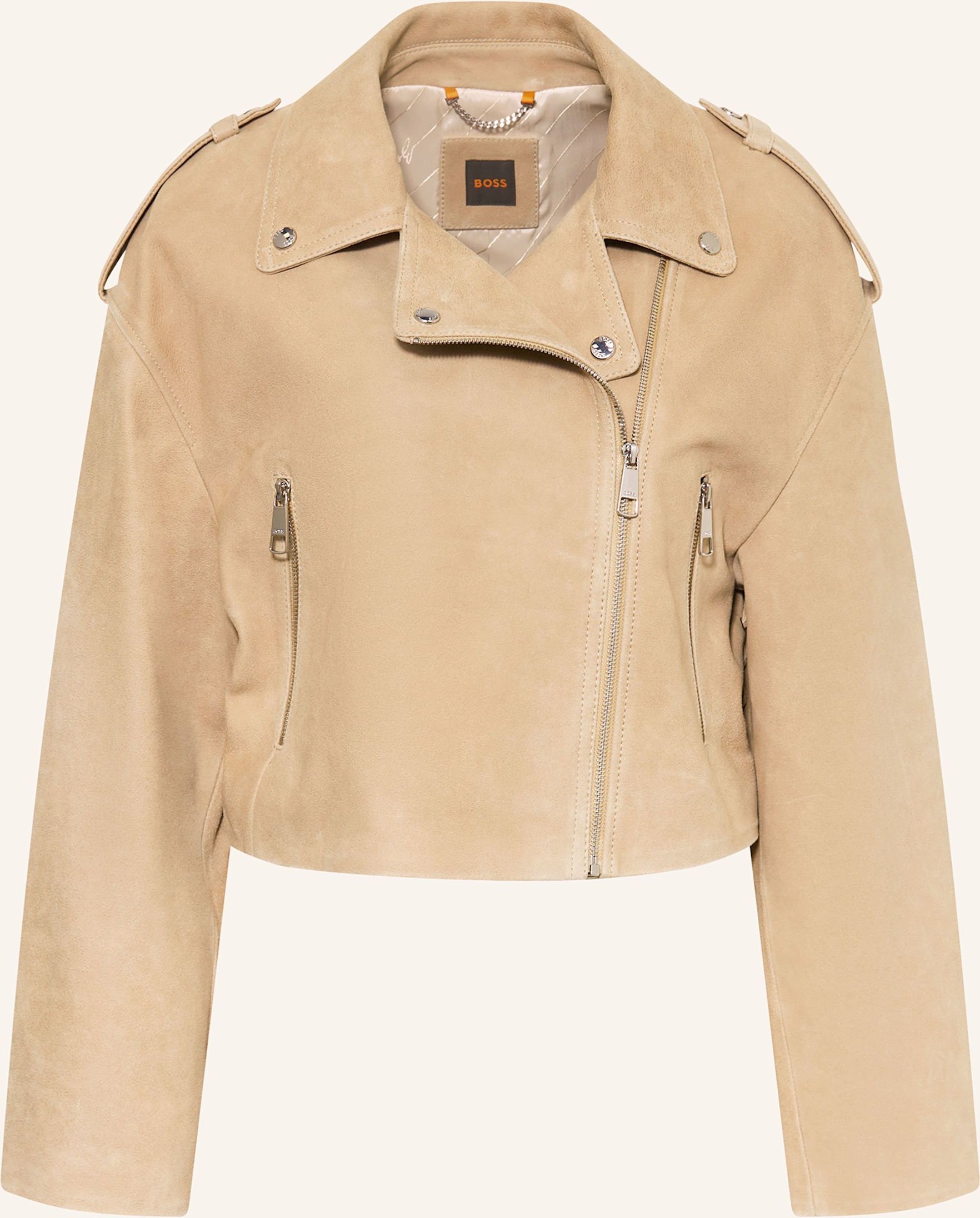 Boss Velourslederjacke Salace beige
