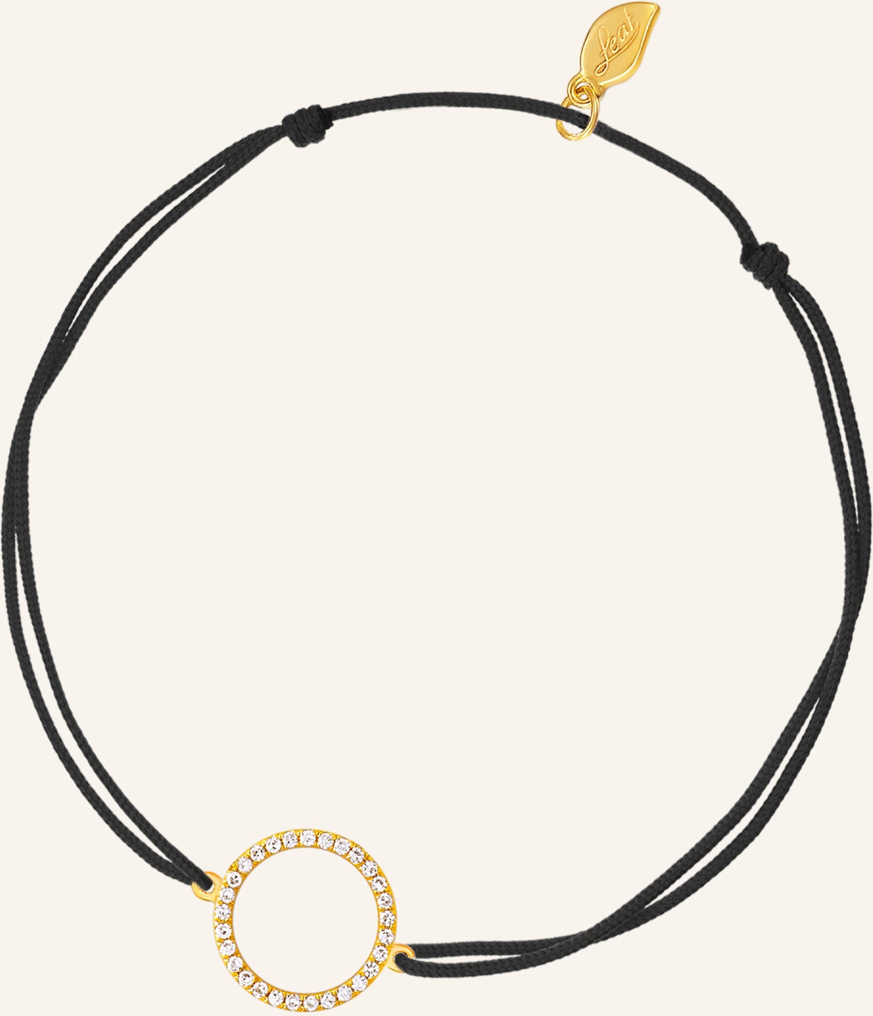 Leaf Freundschaftsarmband Circle Aus 18 Karat Gelbgold Mit Diamanten schwarz