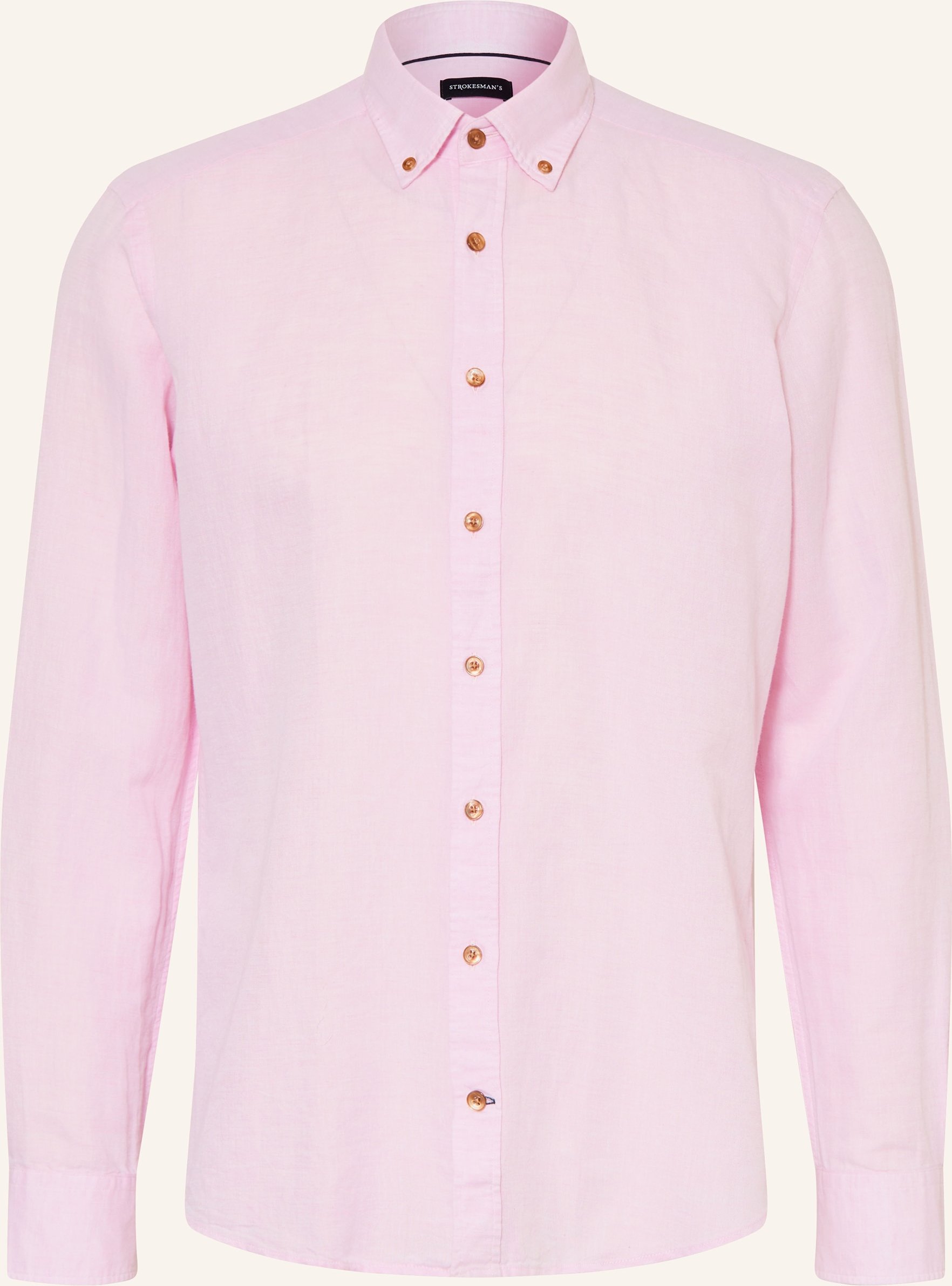 Strokesman's Hemd Regular Fit Mit Leinen rosa