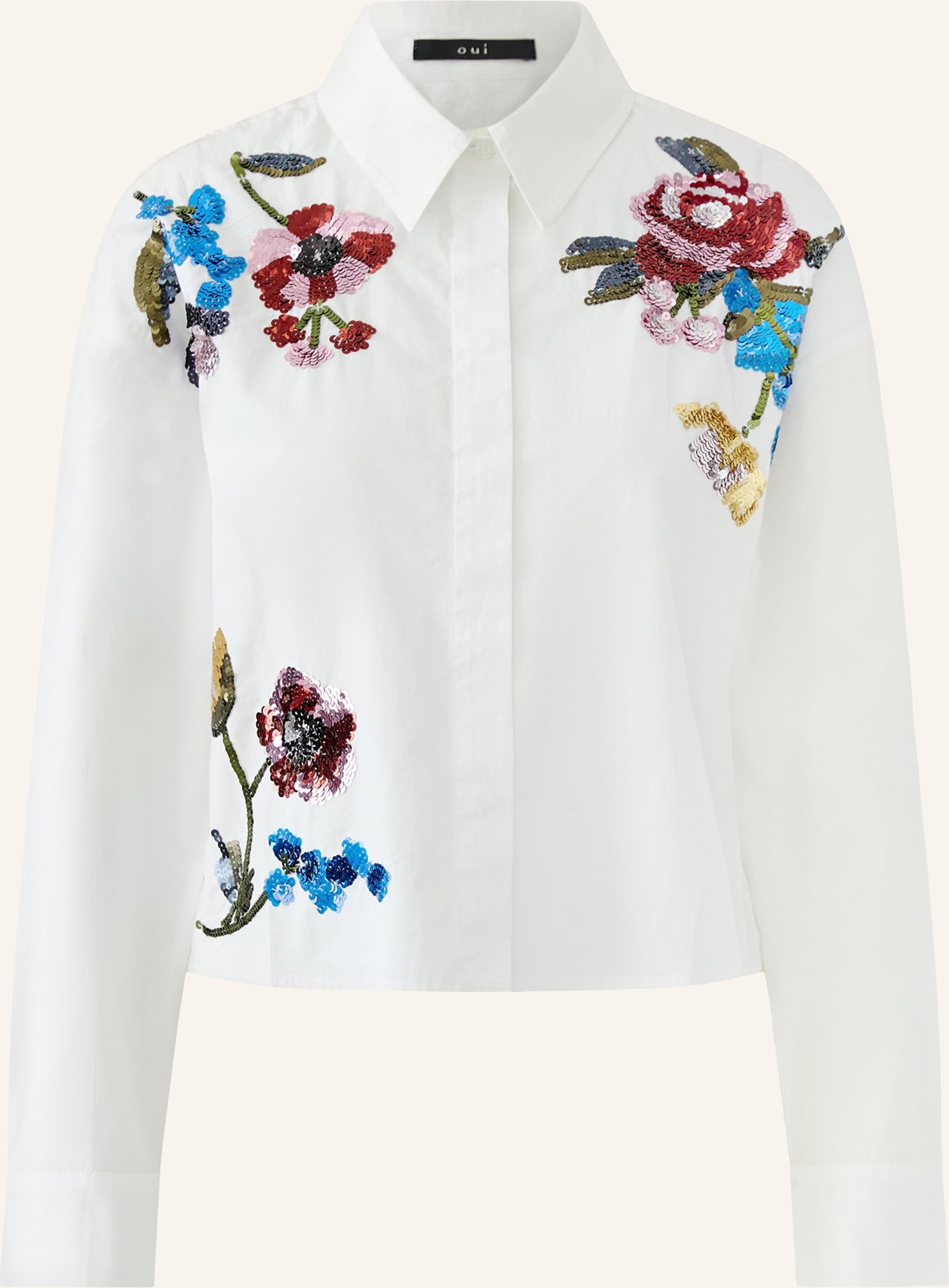 Oui Hemdbluse Mit Pailletten weiss