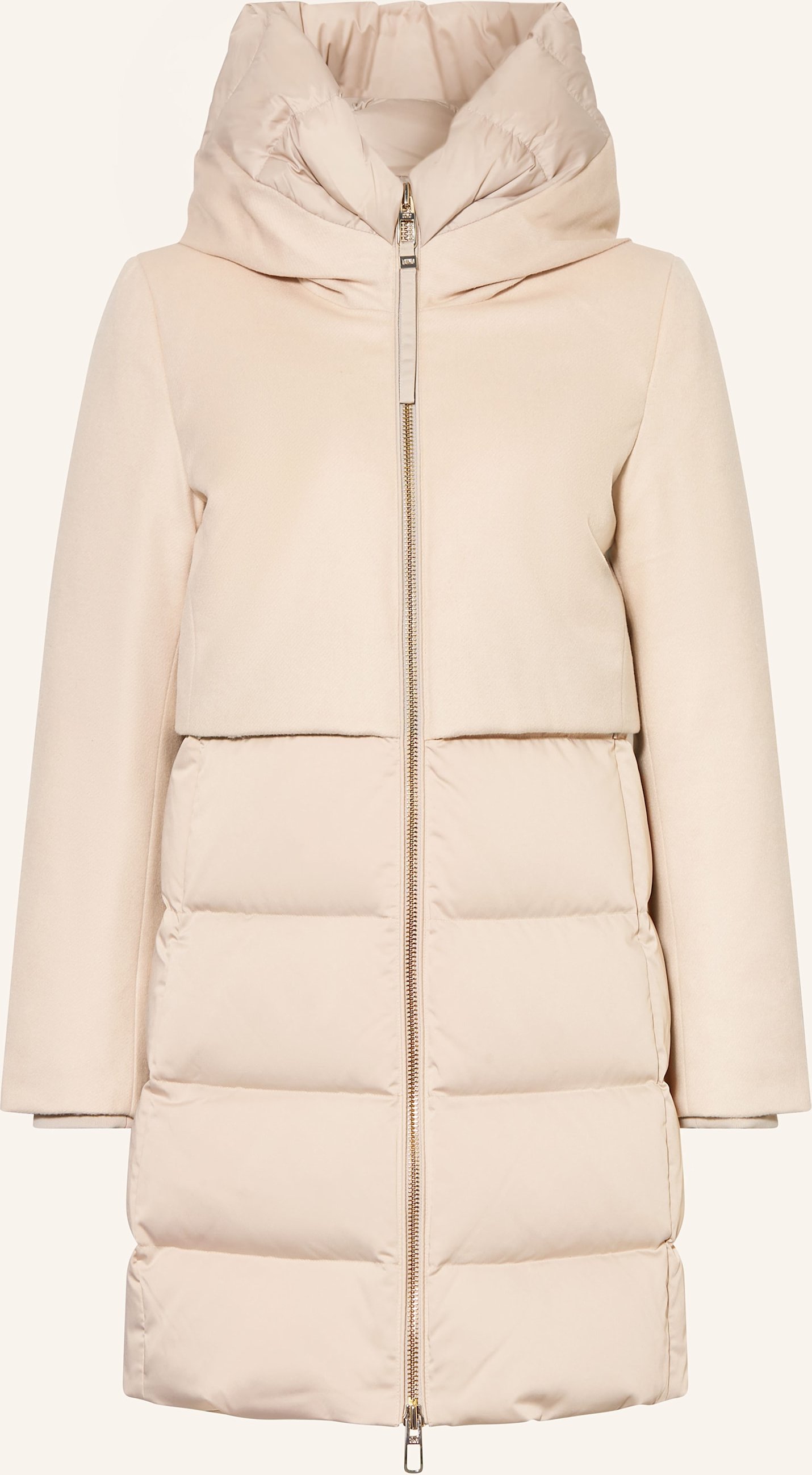 Duno Daunenmantel Ballon X Im Materialmix Mit Abnehmbarer Kapuze weiss