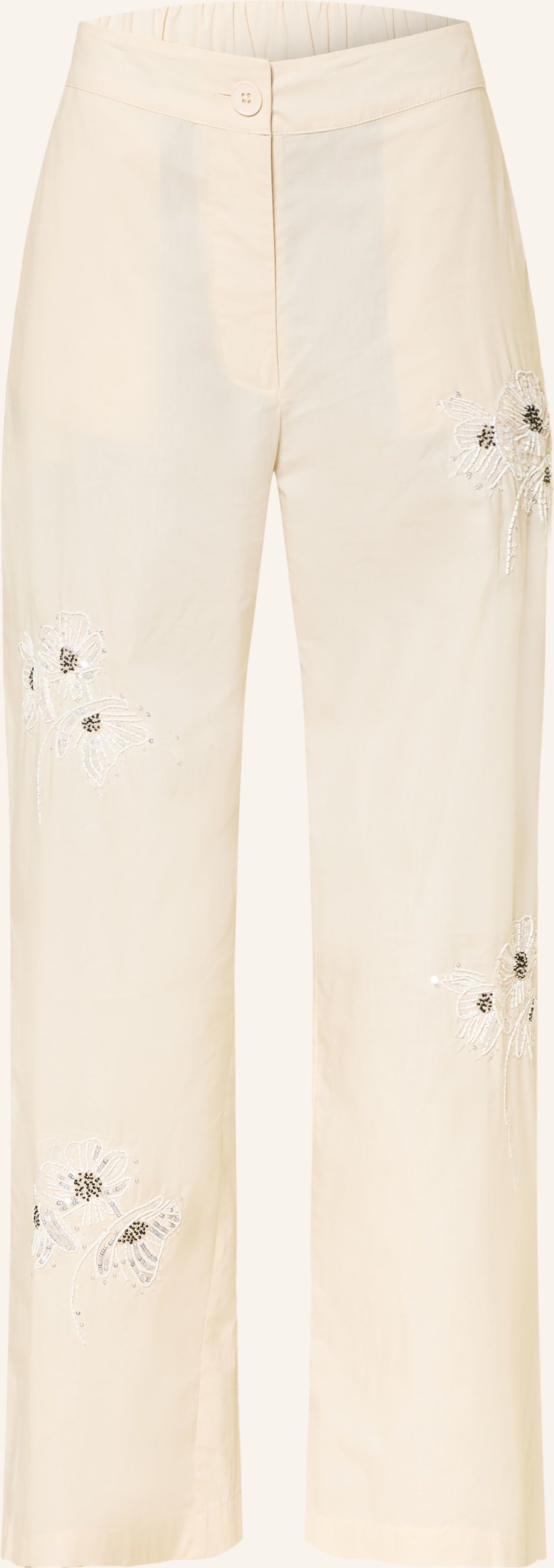 Ottod'ame Marlenehose Mit Pailletten Und Schmuckperlen beige