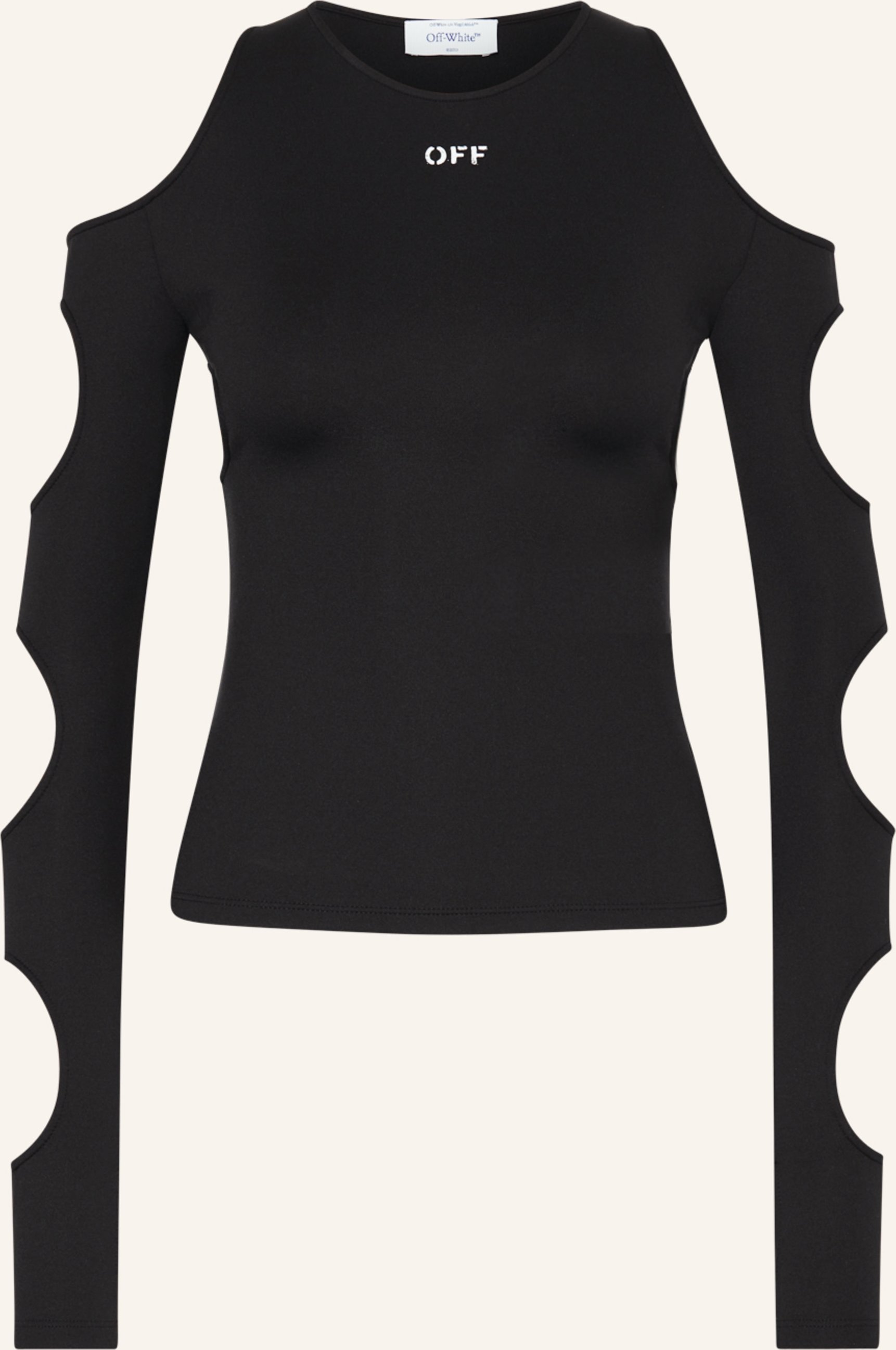Off-White Longsleeve Mit Cut-Outs schwarz