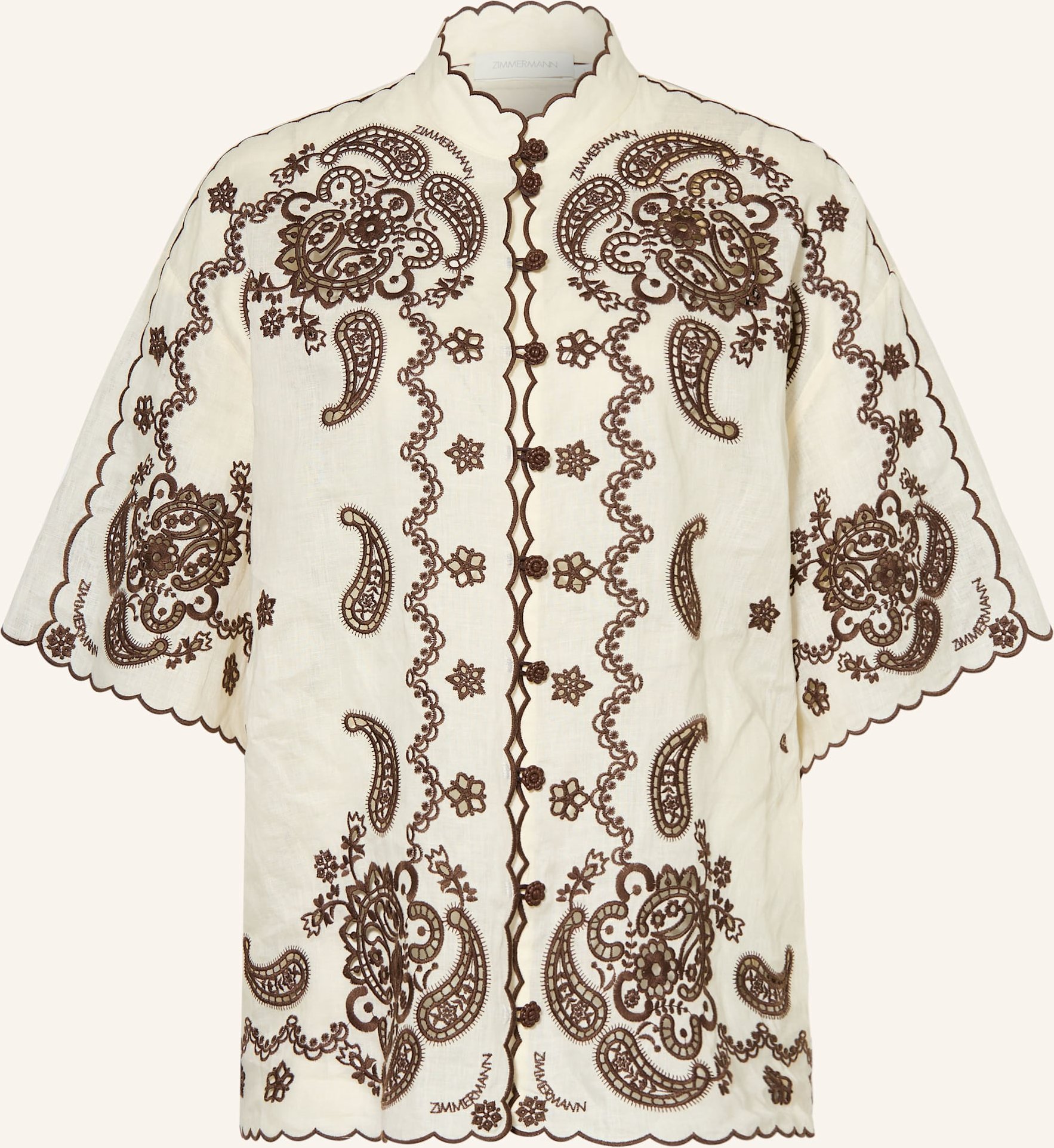 Zimmermann Leinenbluse Ascension Mit Lochspitze weiss